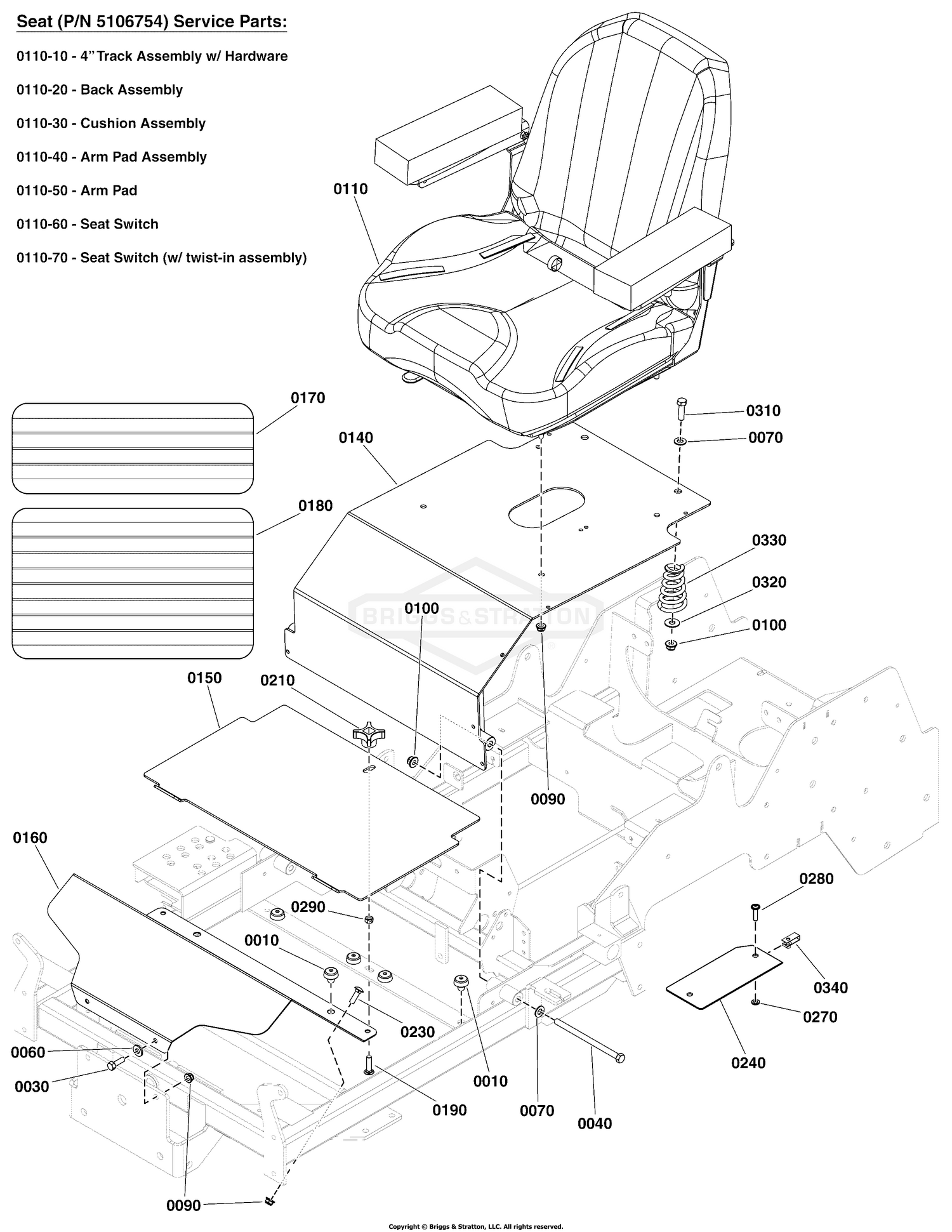 Seat Mount and Floor Group S/N: 100001883 to 4000725435