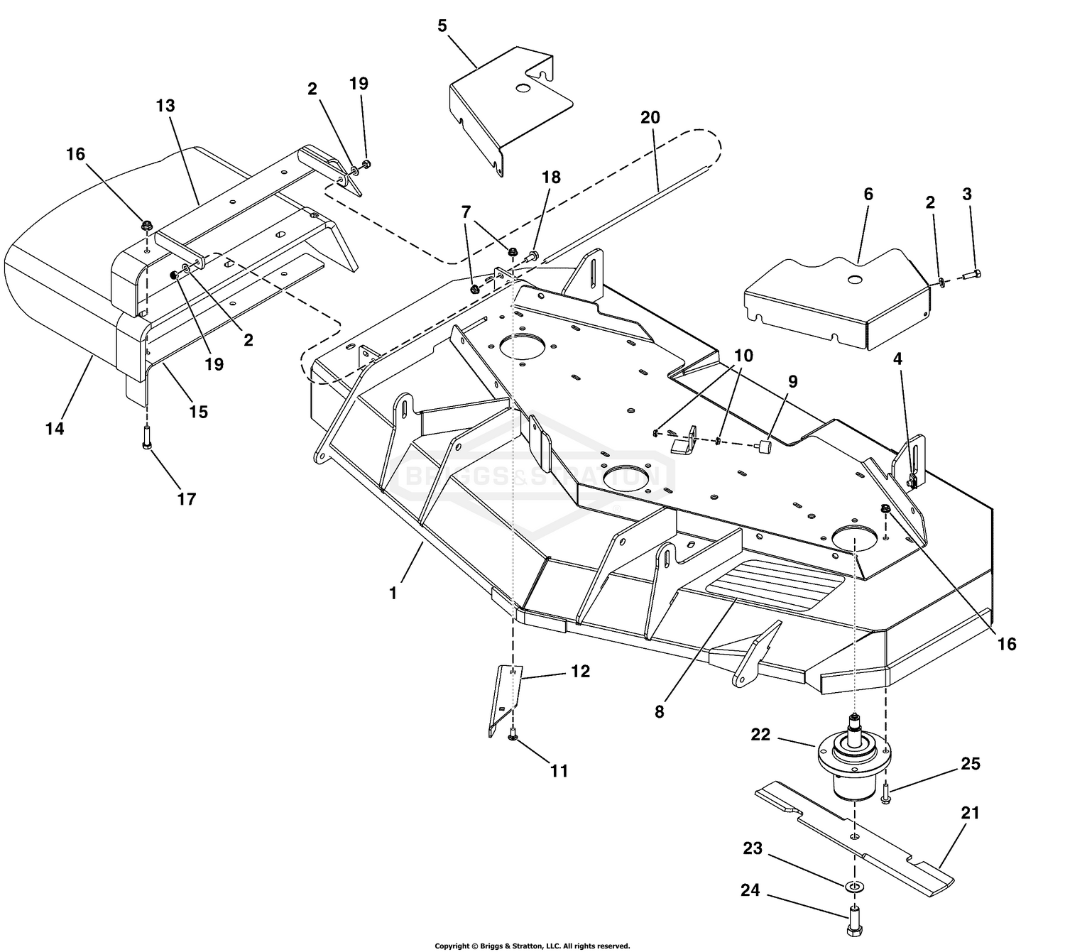 52" Mower Deck - Housing, Covers, Spindles, and Blades