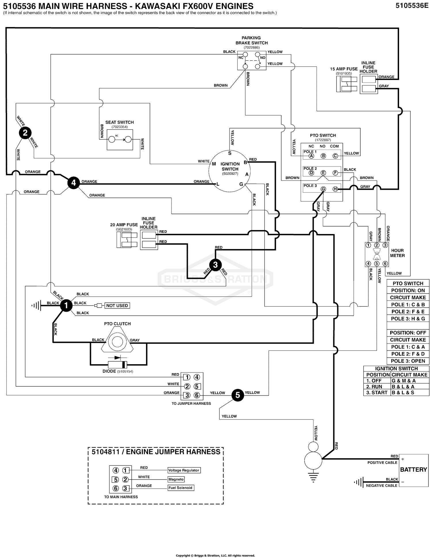 Electrical Schematic - PTO Clutch Circuit - S/N: 2017954956 & Above