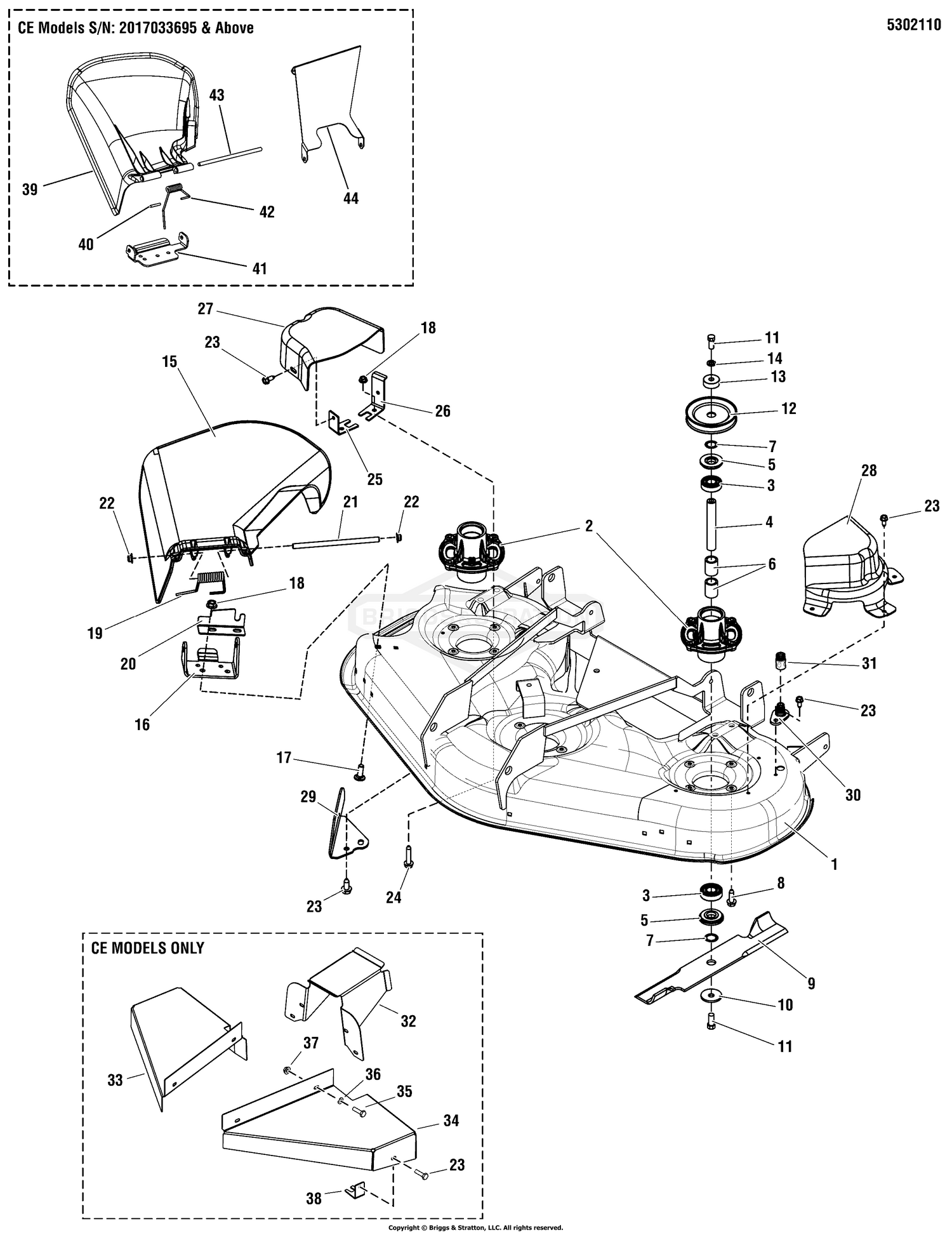 52" Mower Deck - Housing, Spindles & Blades Group