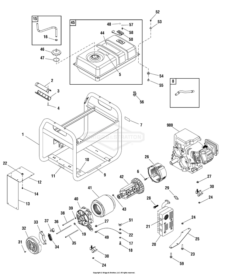 030467-02 Briggs and Stratton Generator 5,000 Watt - PartsWarehouse