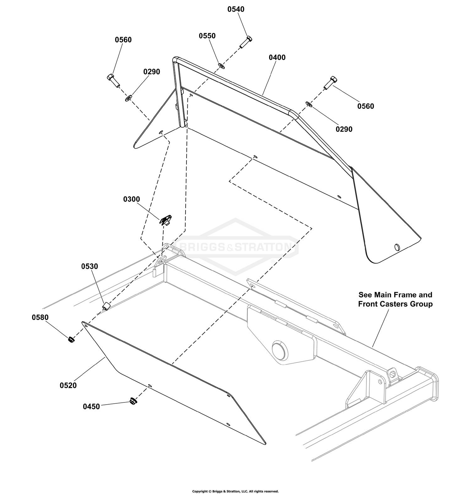 Main Frame & Front Casters Group - Muffler Heat Shields  - S/N 4002516643 and Below