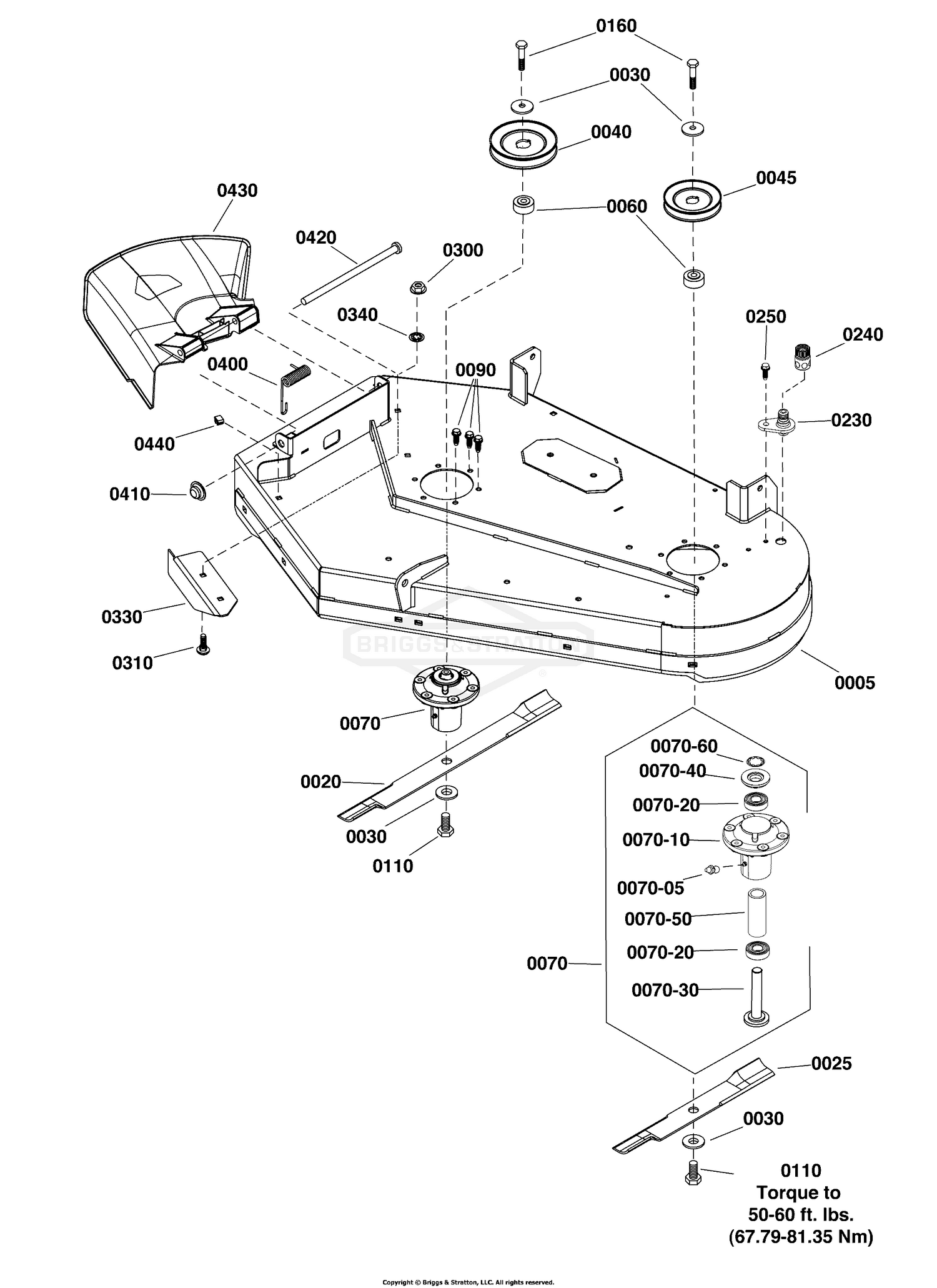 36" Mower Deck - Housing, Arbors & Blades Group