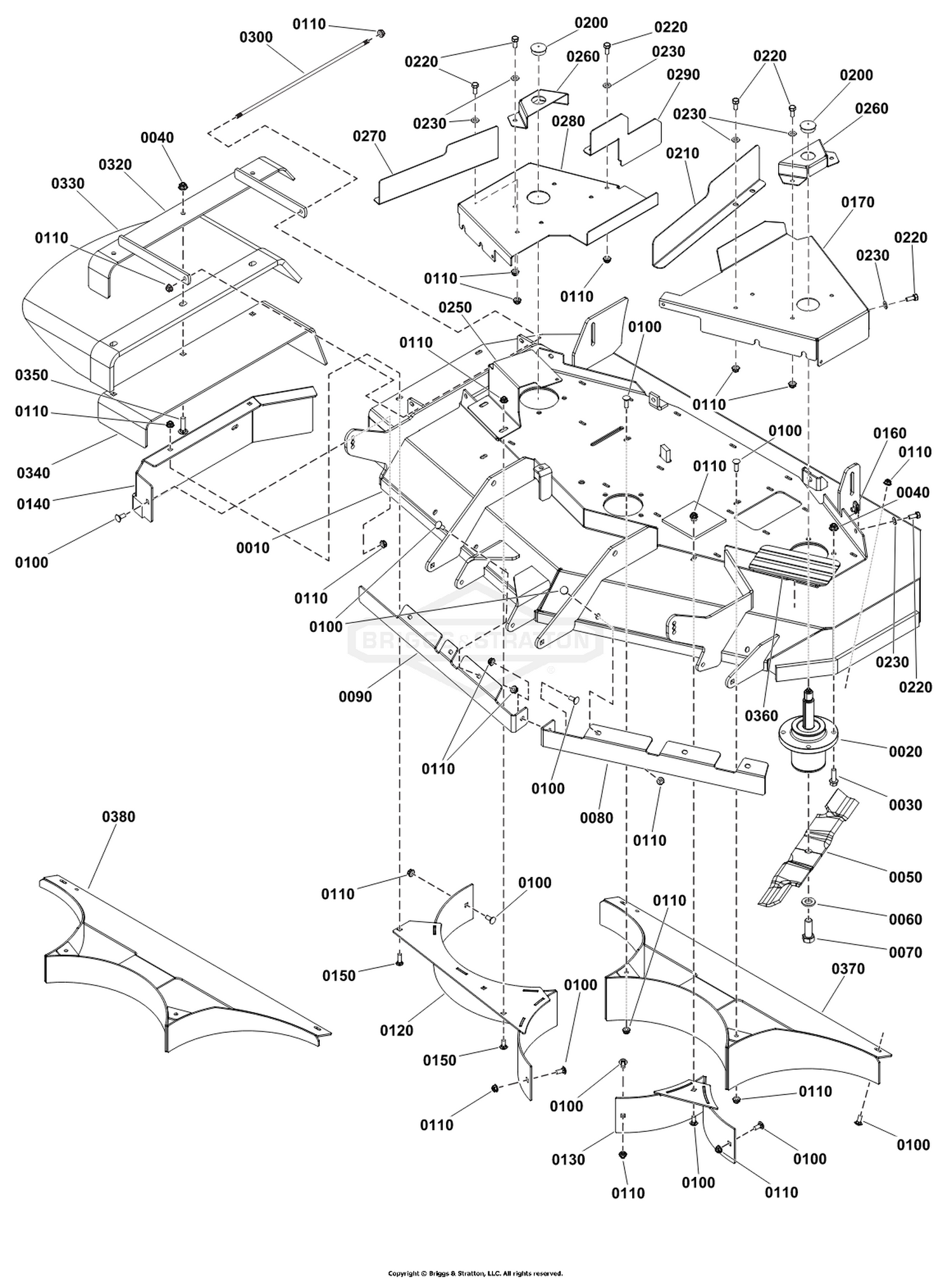 52" Mower Deck Group - Housing, Covers, Spindles, and Blades