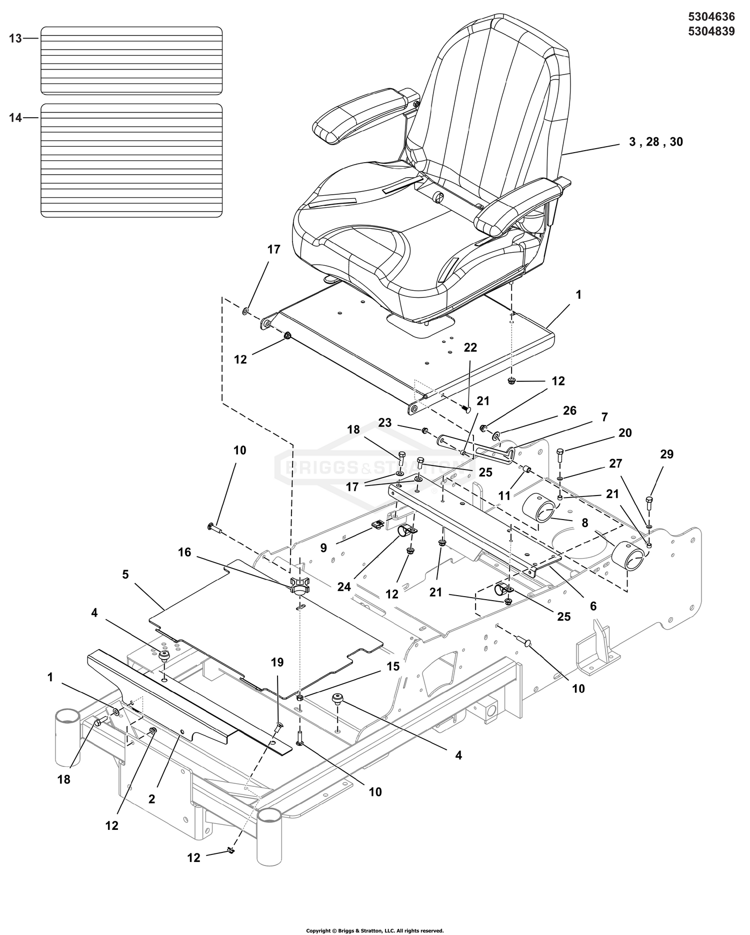 Seat Mount and Floor Group S/N: 4000875837 and Above