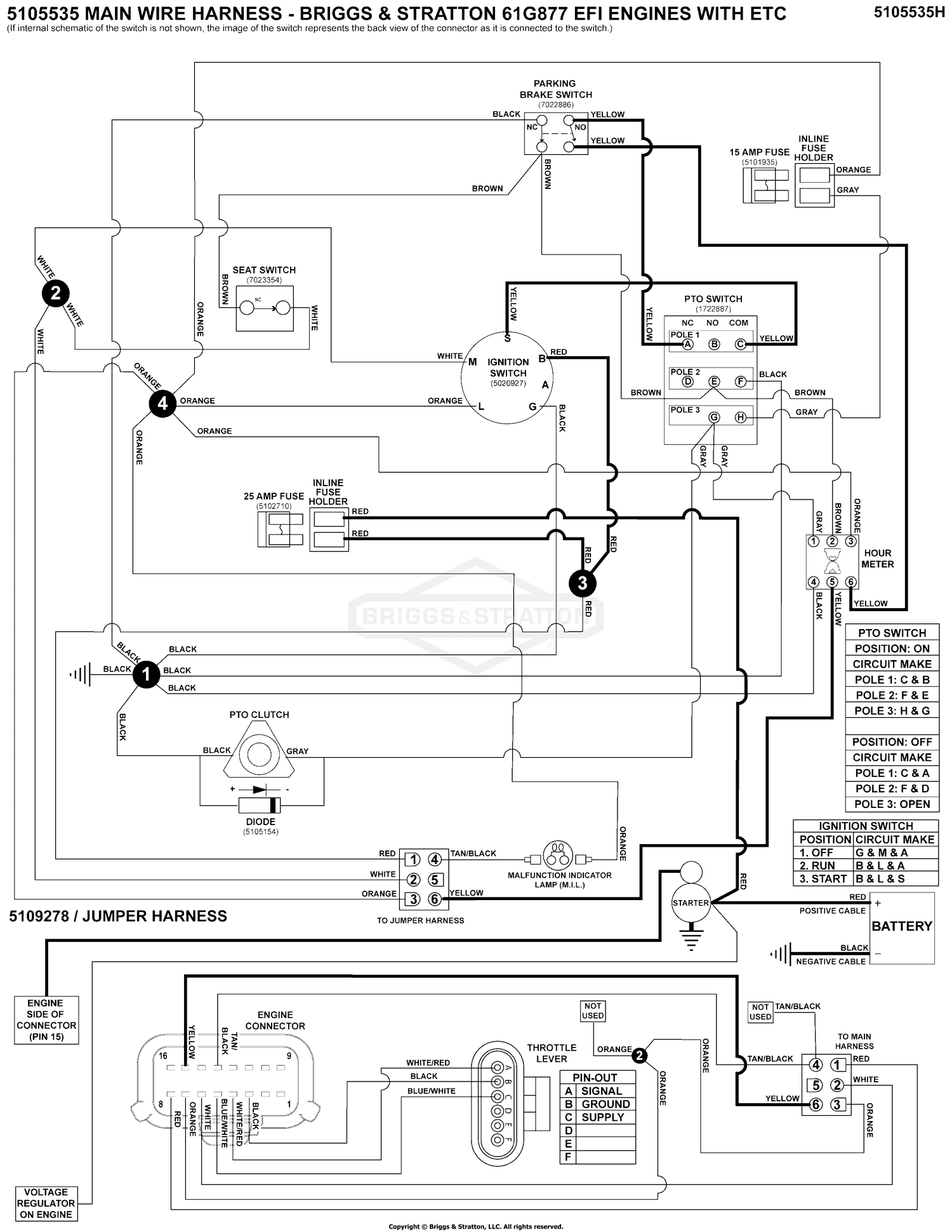 Electrical Schematic - Cranking Circuit - B&S 61G877 S/N: 4002328396 and below