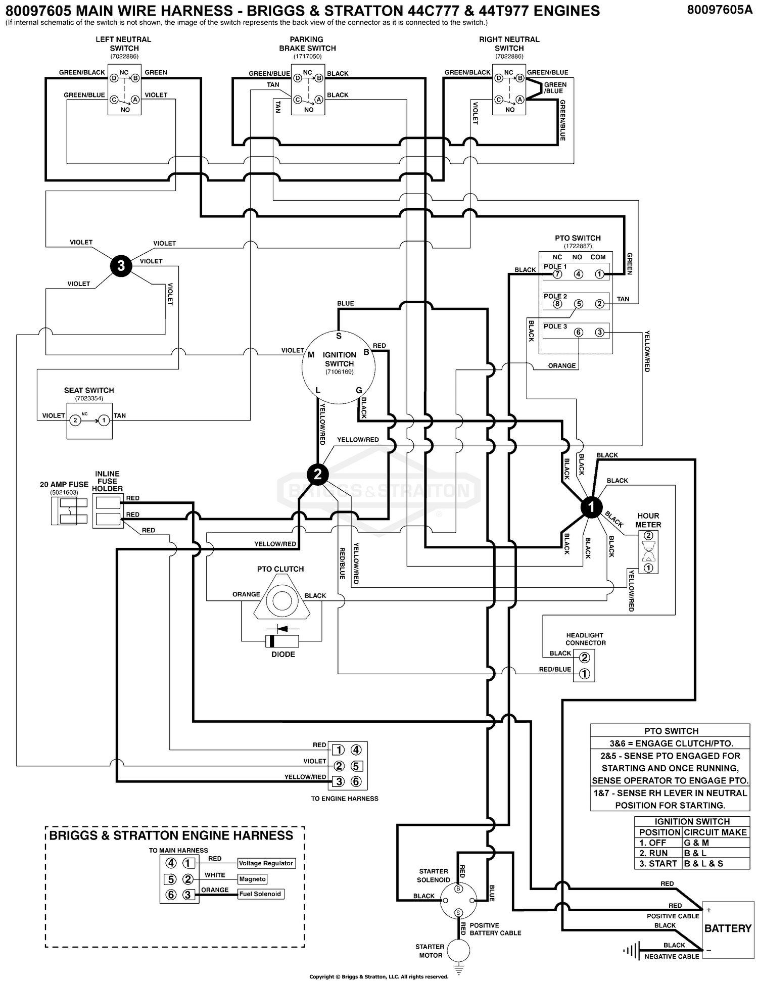 Electrical Schematic - Cranking Circuit - B&S 44C777 & 44T977