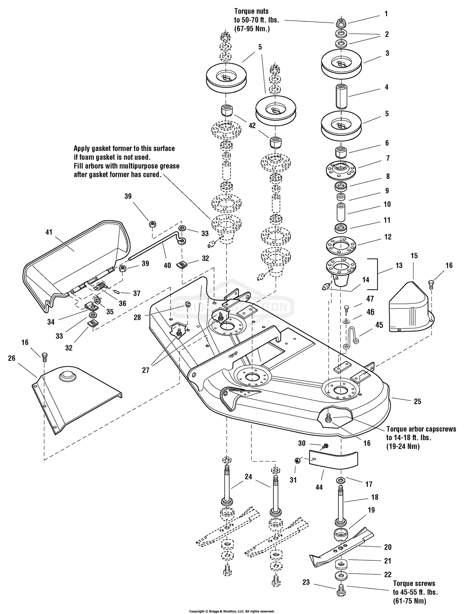 50" Mower Deck - Housing, Arbors & Blades