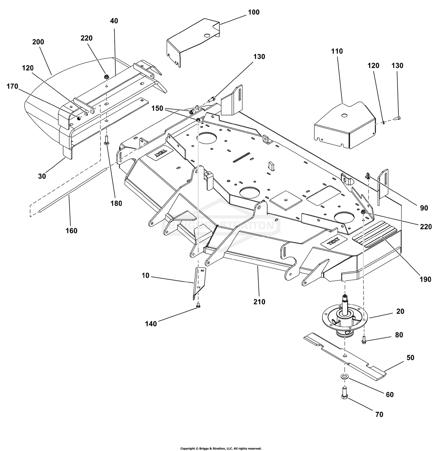 52" Mower Deck Group - Housing, Covers, Spindles, and Blades
