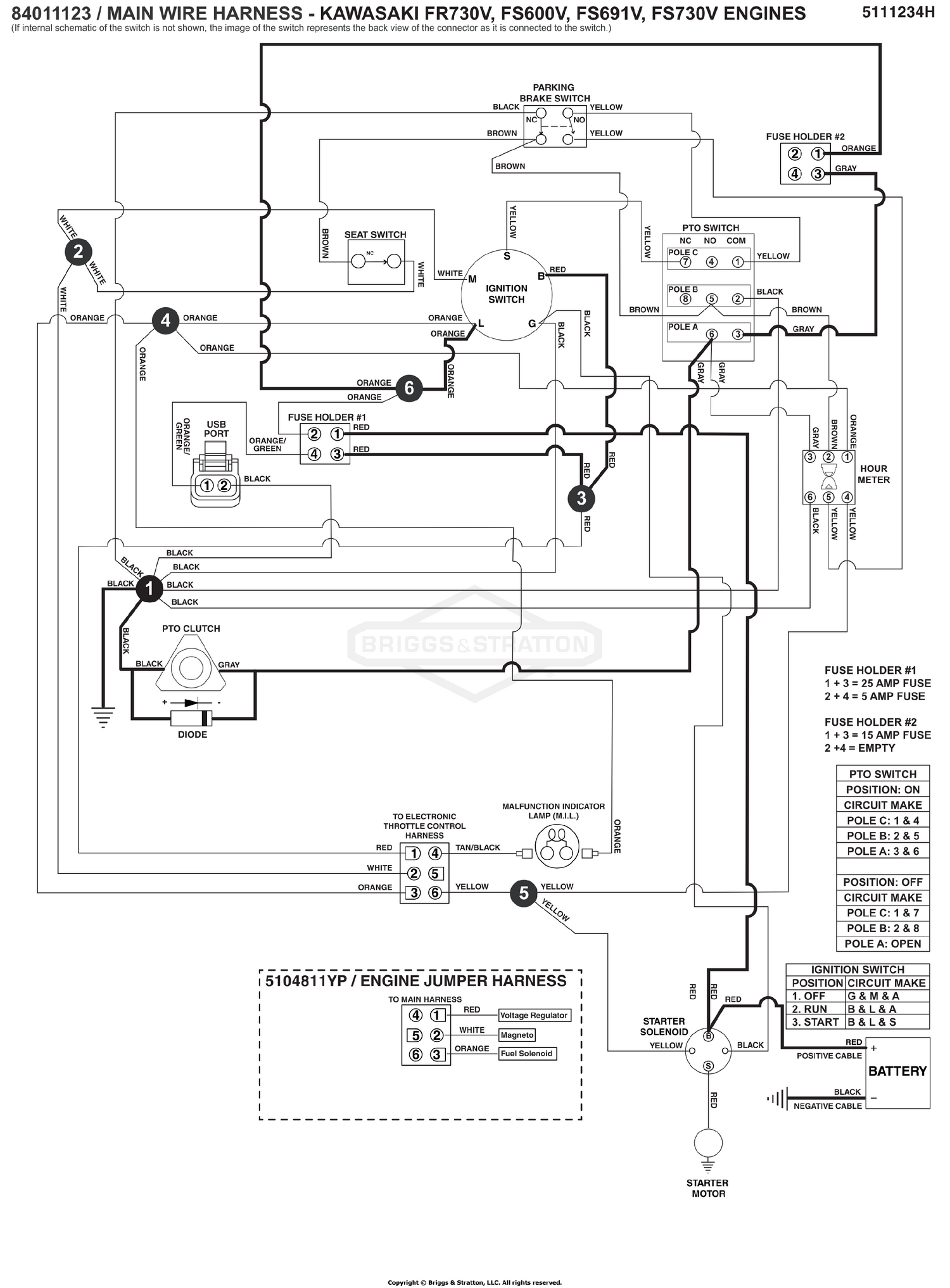 Electrical Schematic - PTO Clutch Circuit S/N: 4002328397 and above