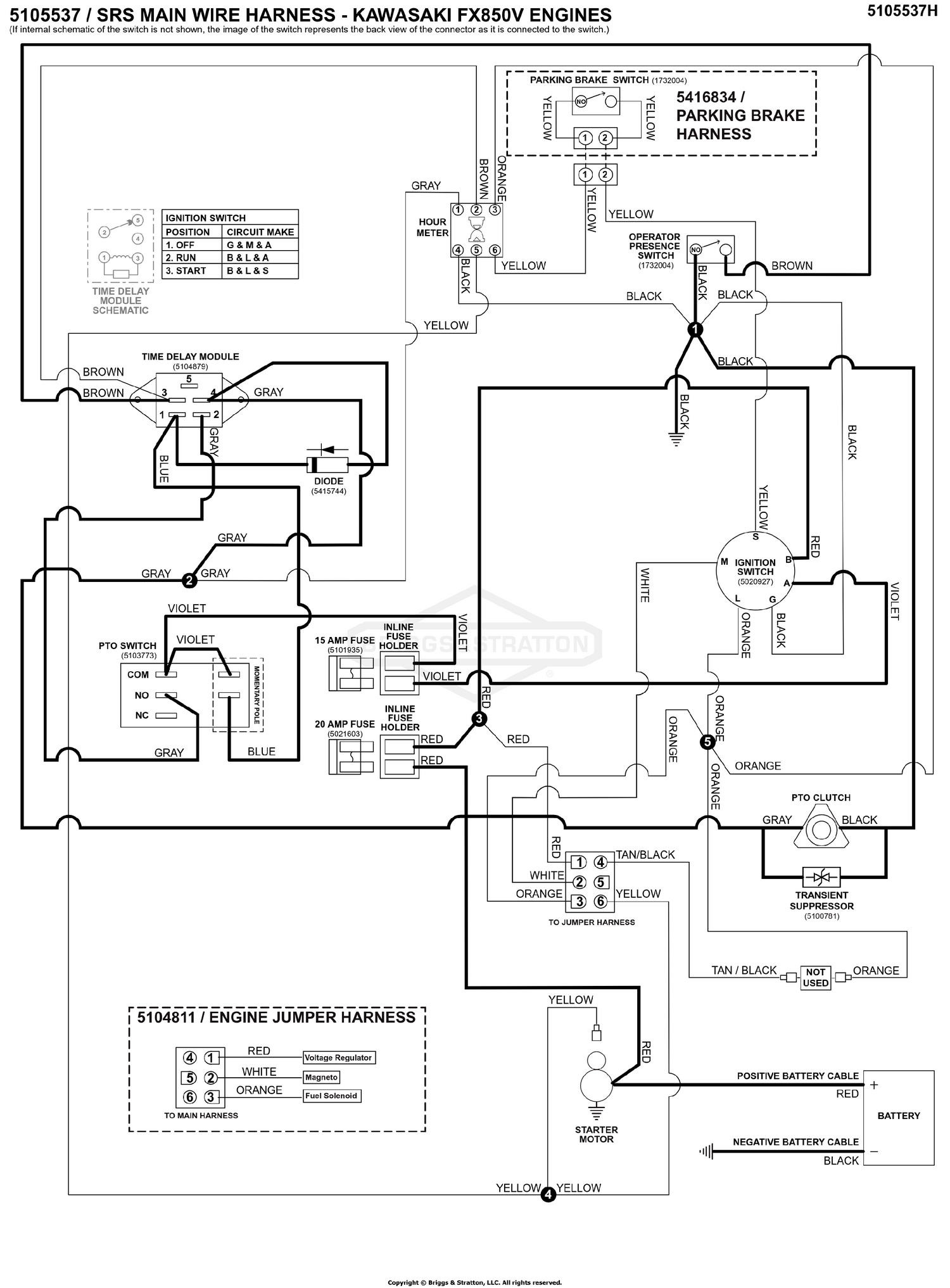 Electrical Schematic - PTO Op. Pres. Circuit - Kawasaki FX850V