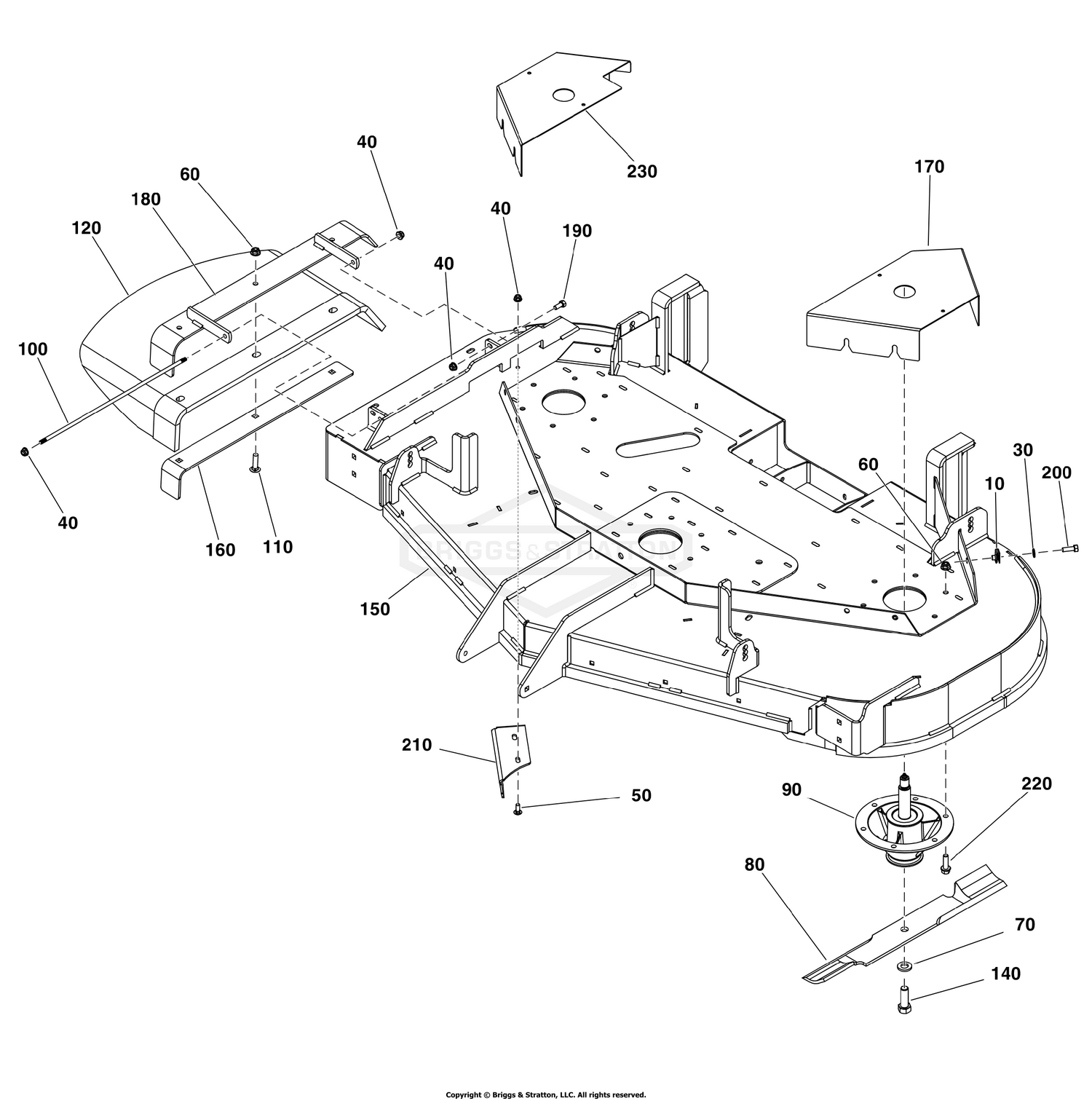 60" Mower Deck Group - Housing, Covers, Spindles & Blades