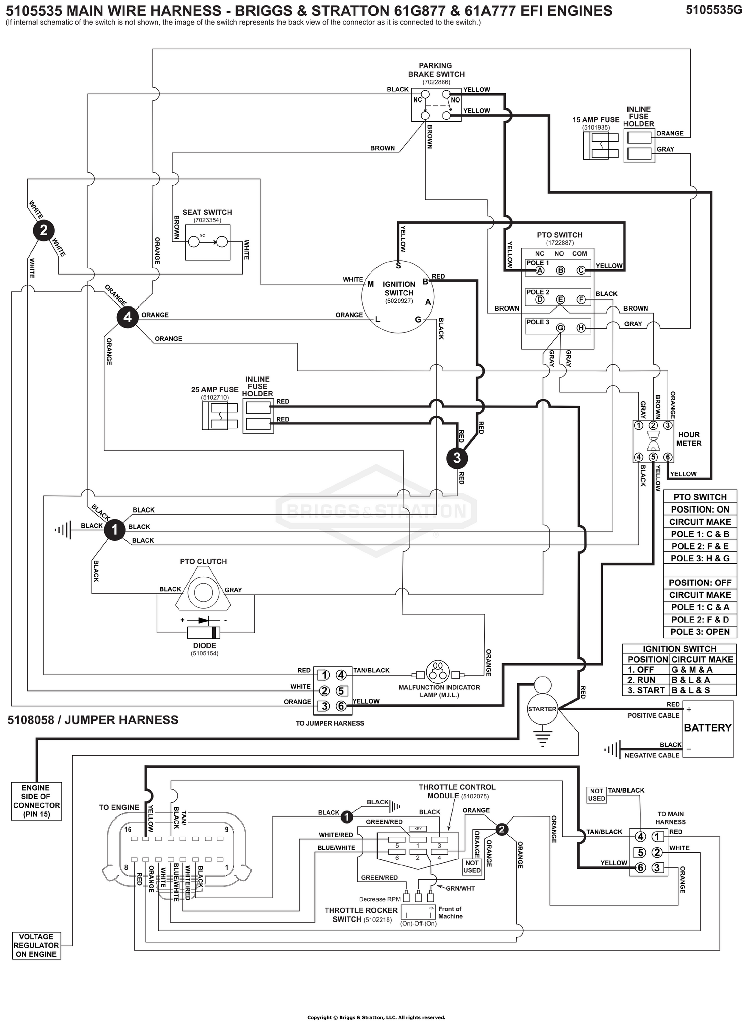 Electrical Schematic - Cranking Circuit - B&S 61G877 S/N: 4002182644 and Below