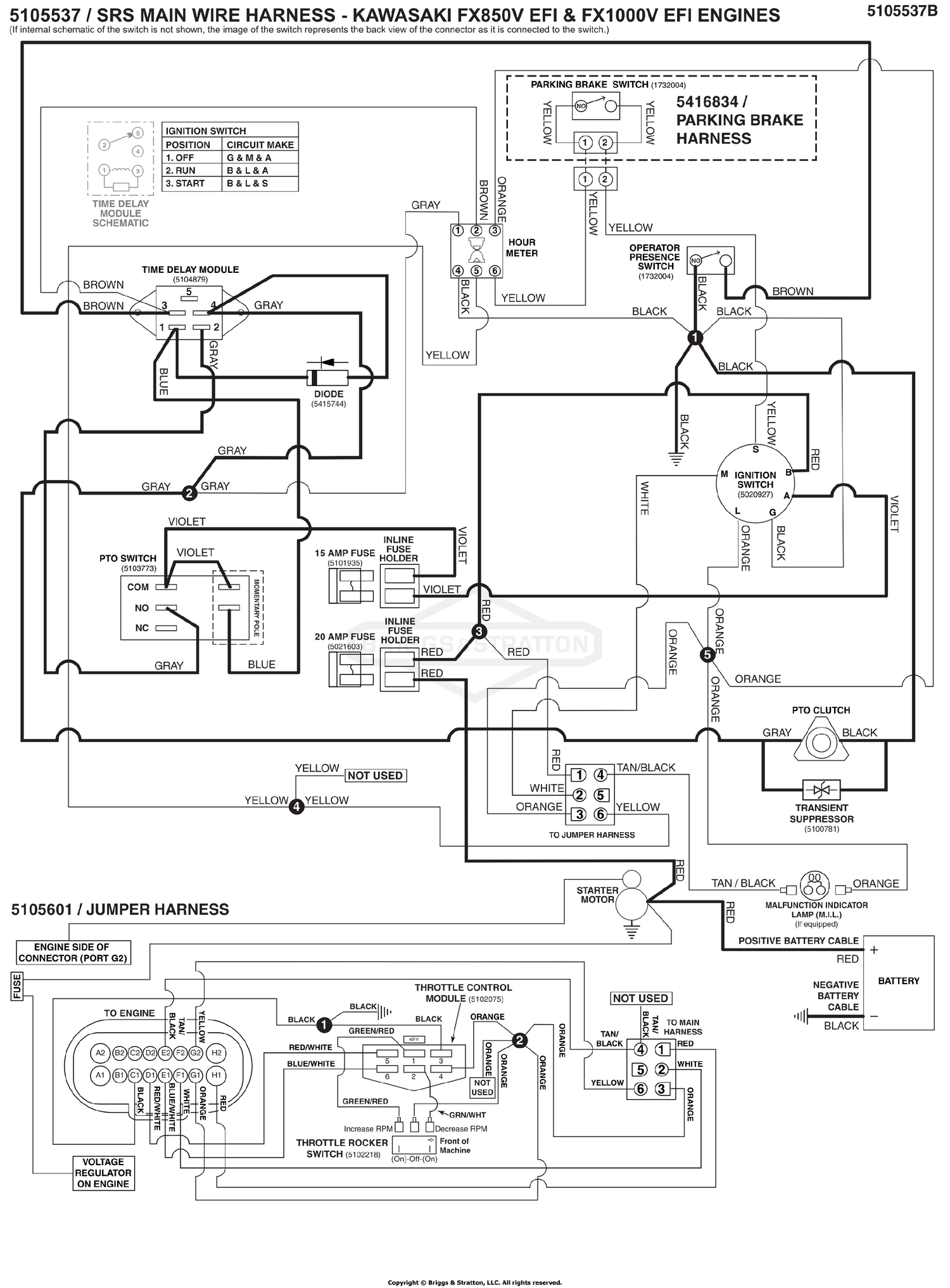 Electrical Schematic - PTO Op. Pres. Circuit Kawasaki FX850V EFI & FX1000 EFI