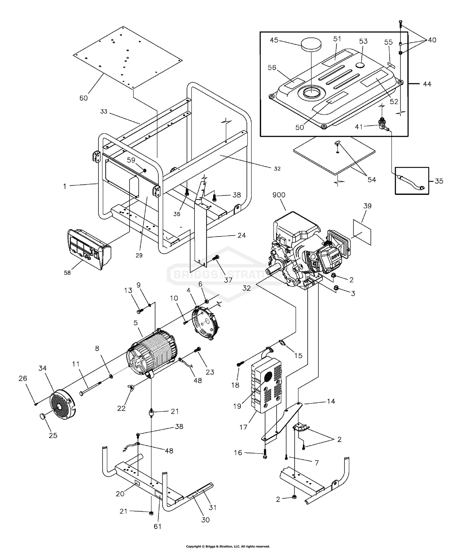 Briggs and Stratton Power Products 030419-0 - 6,200 Watt John Deere Parts  Diagrams