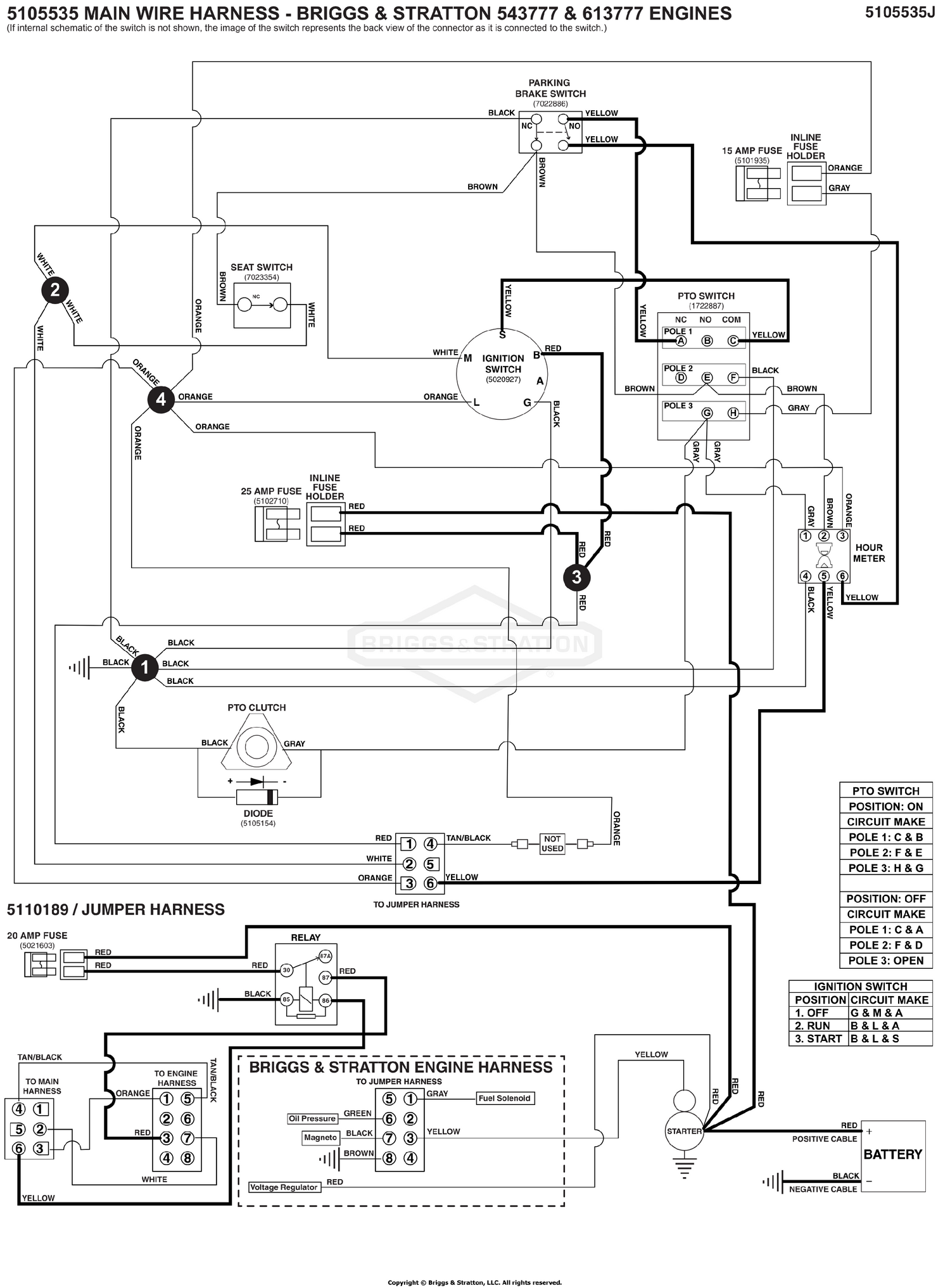 Electrical Schematic - Cranking Circuit - Large ZTR, B&S 543777 & 613777 S/N: 4002180241 to 4002328396