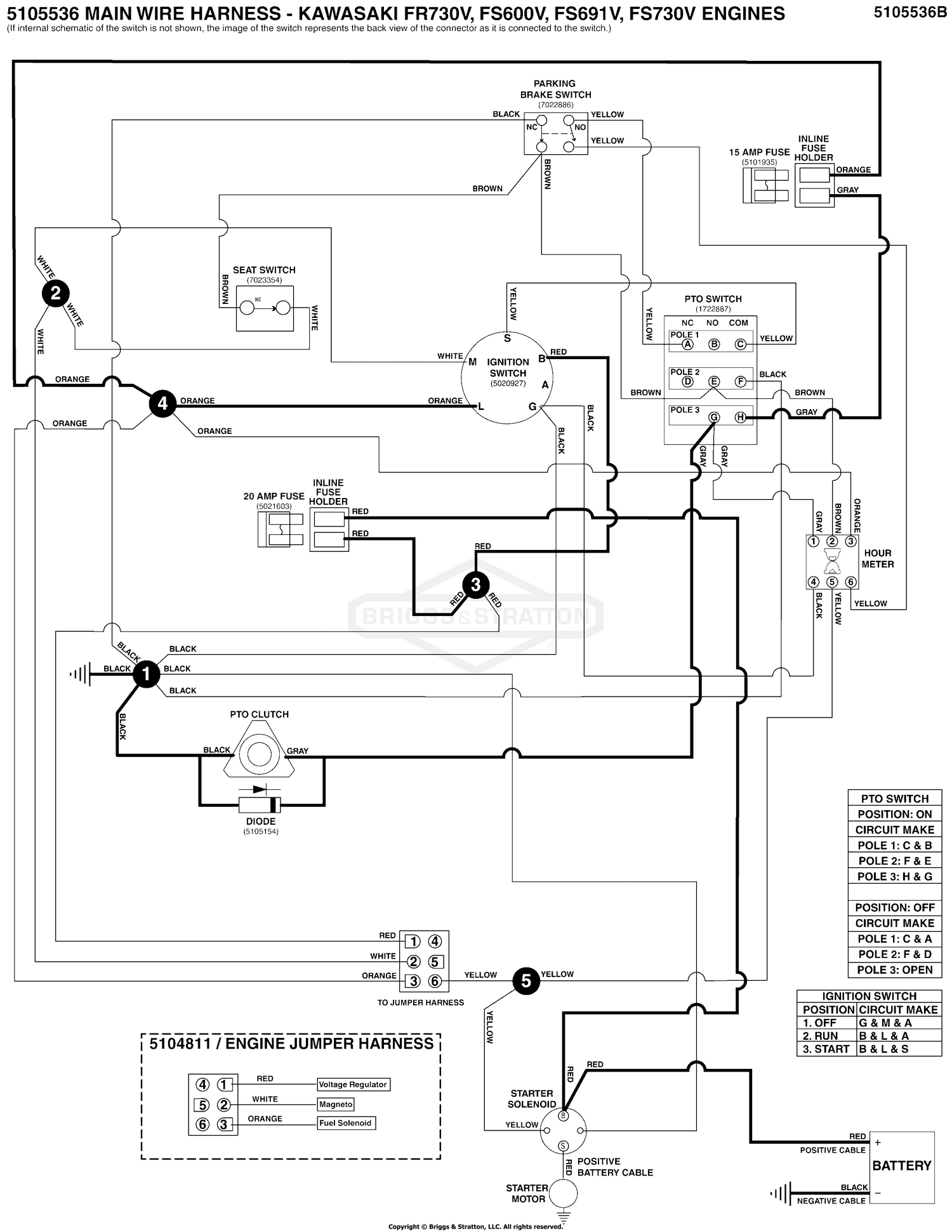 Electrical Schematic - PTO Clutch Circuit S/N: 4002328396 and below