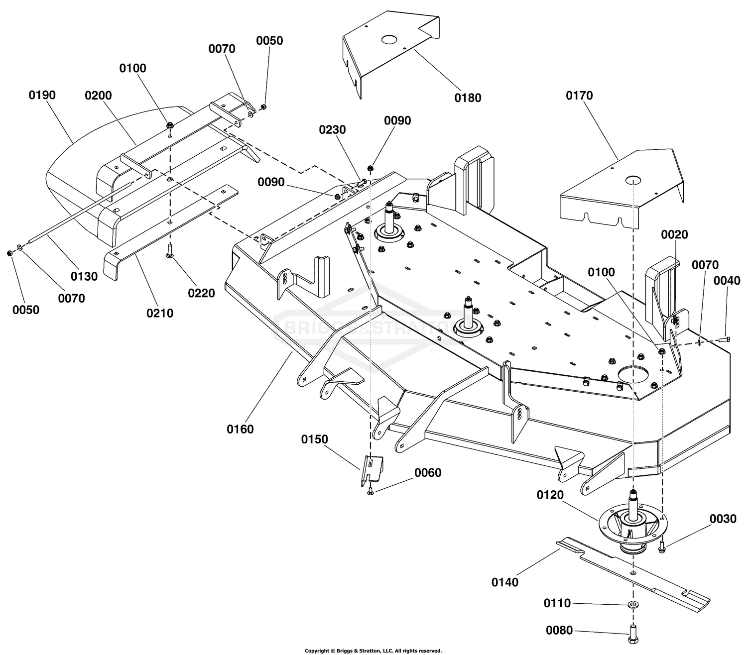 61" Mower Deck Group - Housing, Covers, Spindles & Blades