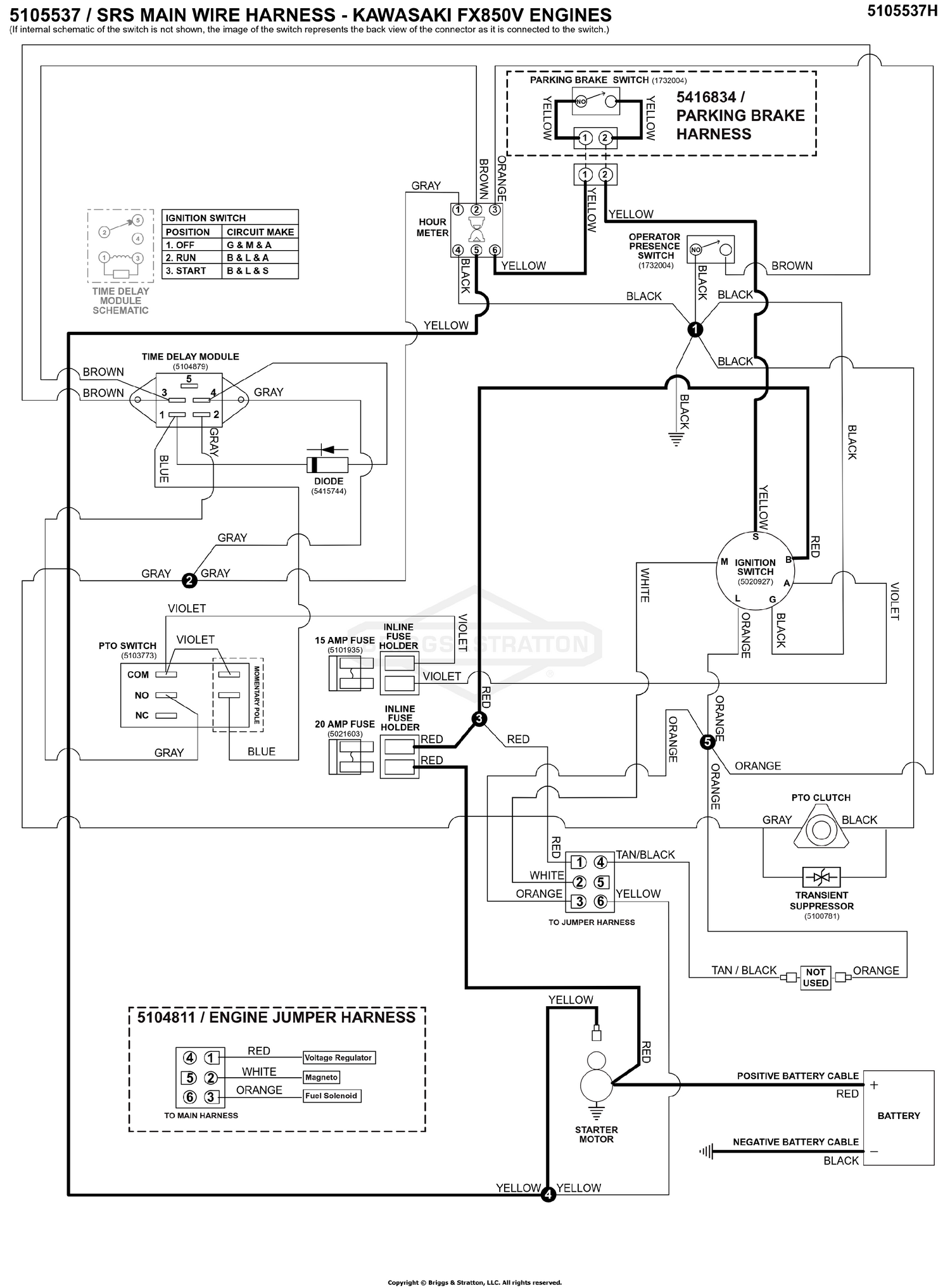 Electrical Schematic - Cranking Circuit - Kawasaki FX850V