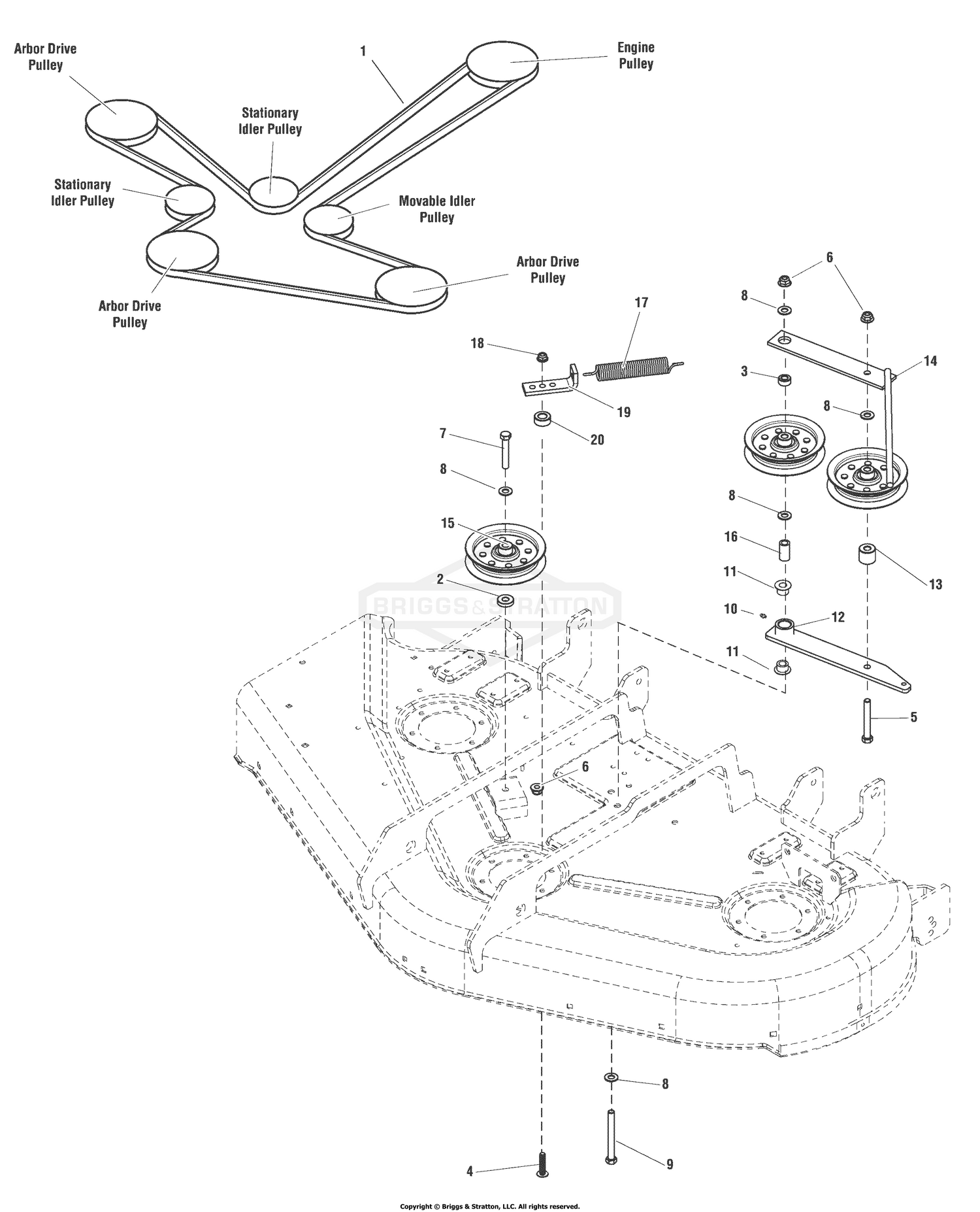 50" Mower Deck - Belt & Idler Group