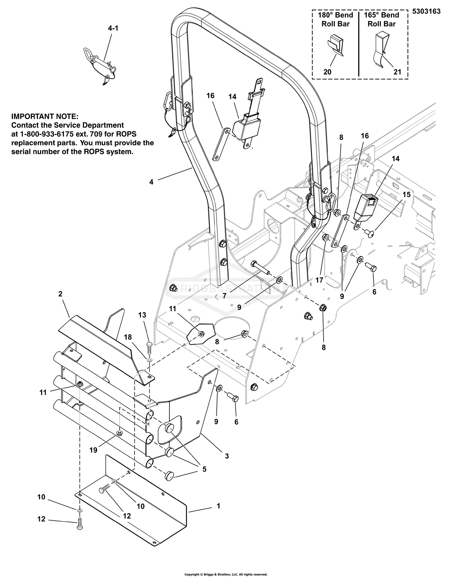 Rear Bumper and ROPS Group S/N: 4000906410 and Below