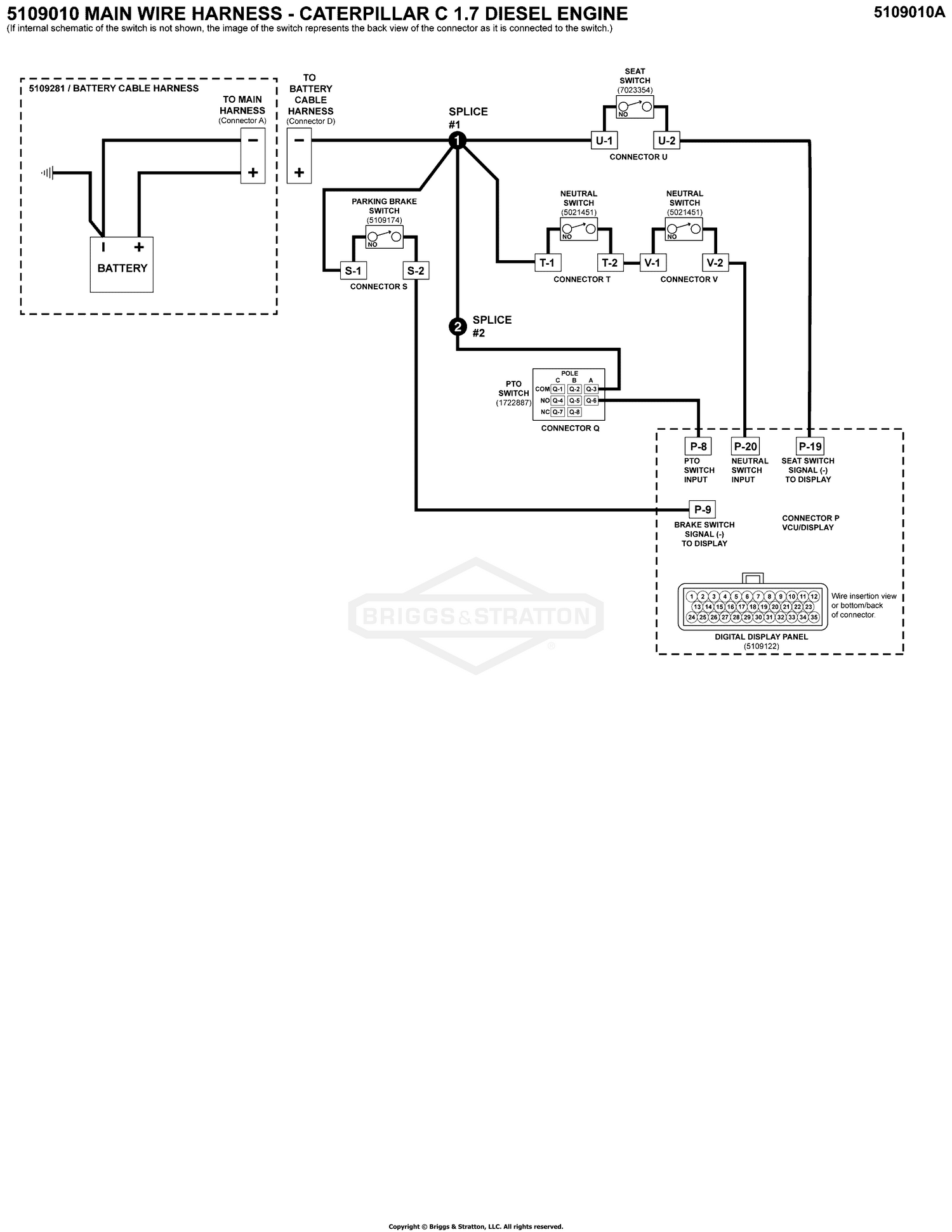 Electrical Schematic - Operator Presence / Safety Circuit S/N: 4001933020 and Below
