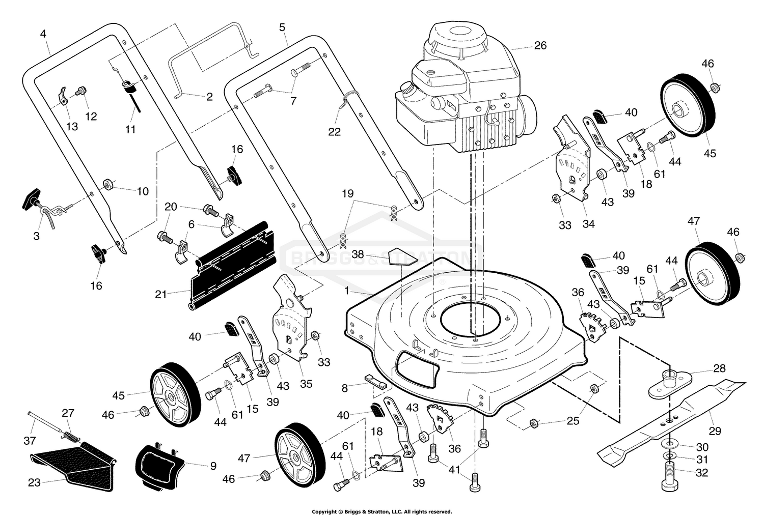 Briggs Stratton Yard Power formerly Murray DEL 26072017021742 M22450 96114002500 22 Murray Walk Behind Mower 2012 Deck Group 96114002500