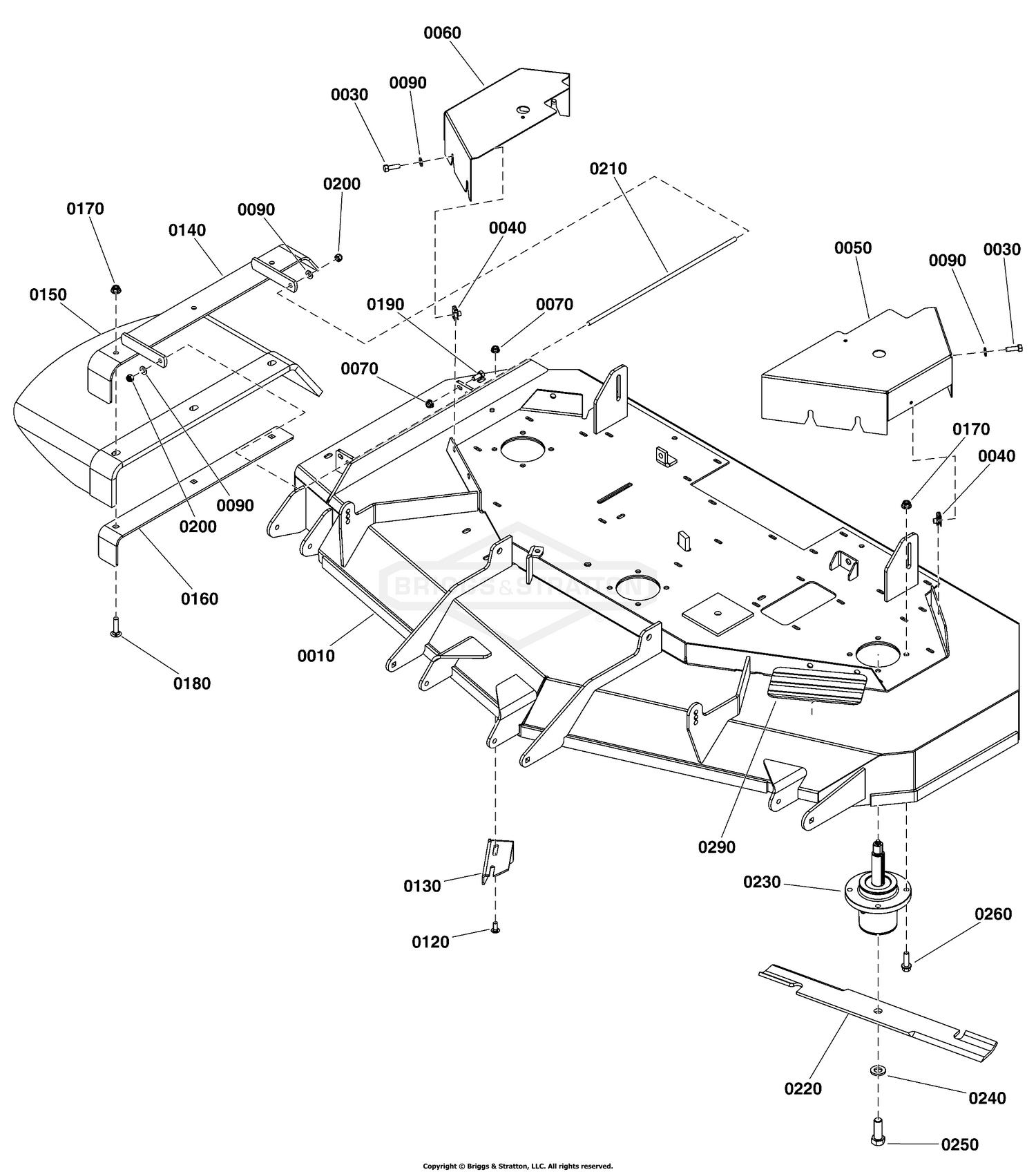 61" Mower Deck Group - Housing, Covers, Spindles & Blades