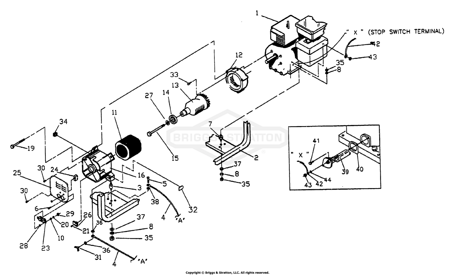 B&S 5 HP Engine & Cradle Assembly No. 92456