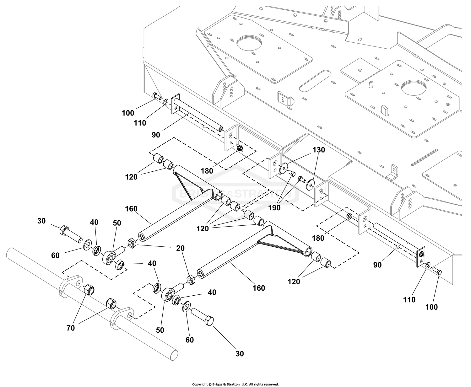 60" iCD+ Mower Deck Group - Pusher Bars