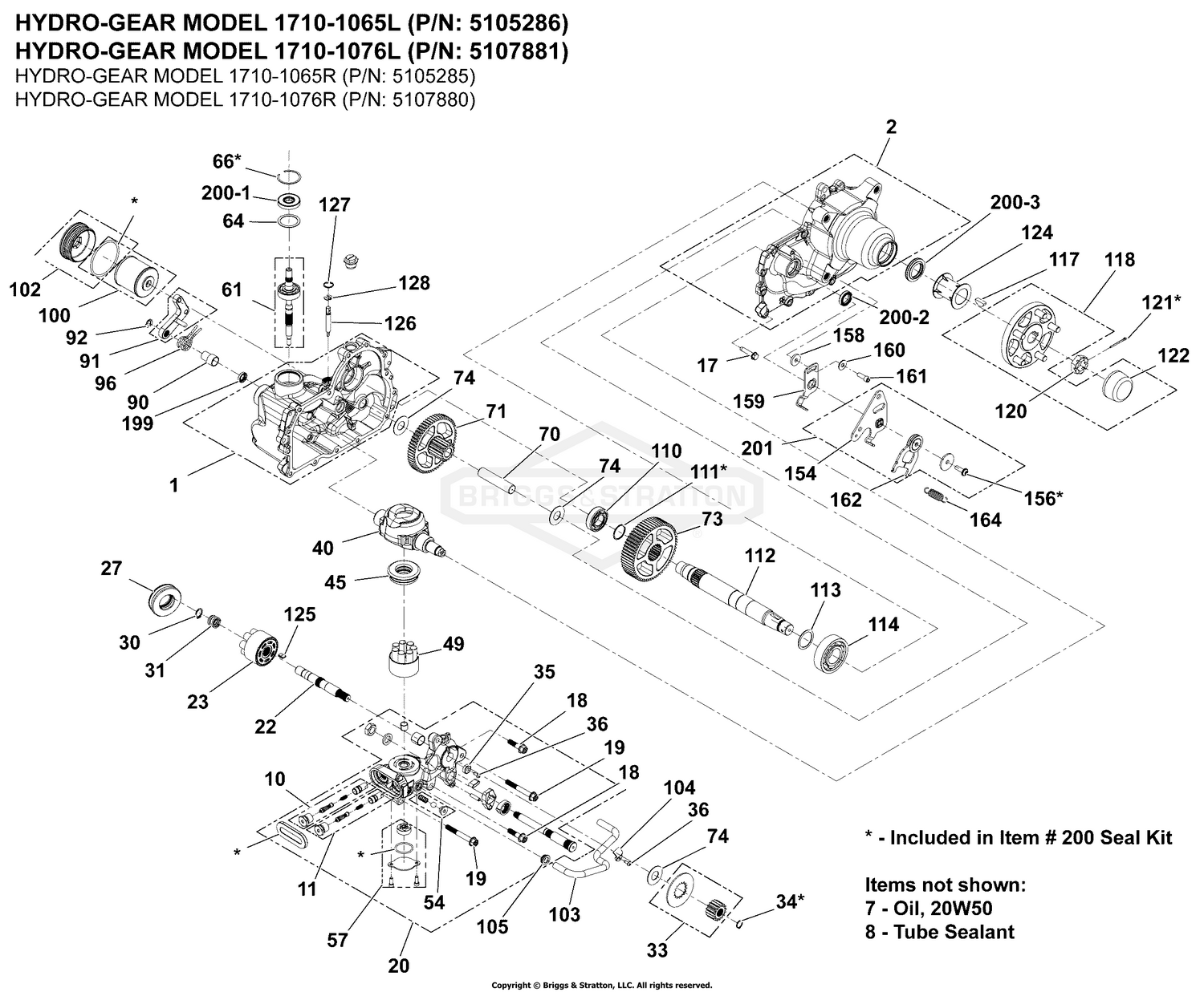Transaxle Service Parts Group - 5105286 / 5105285