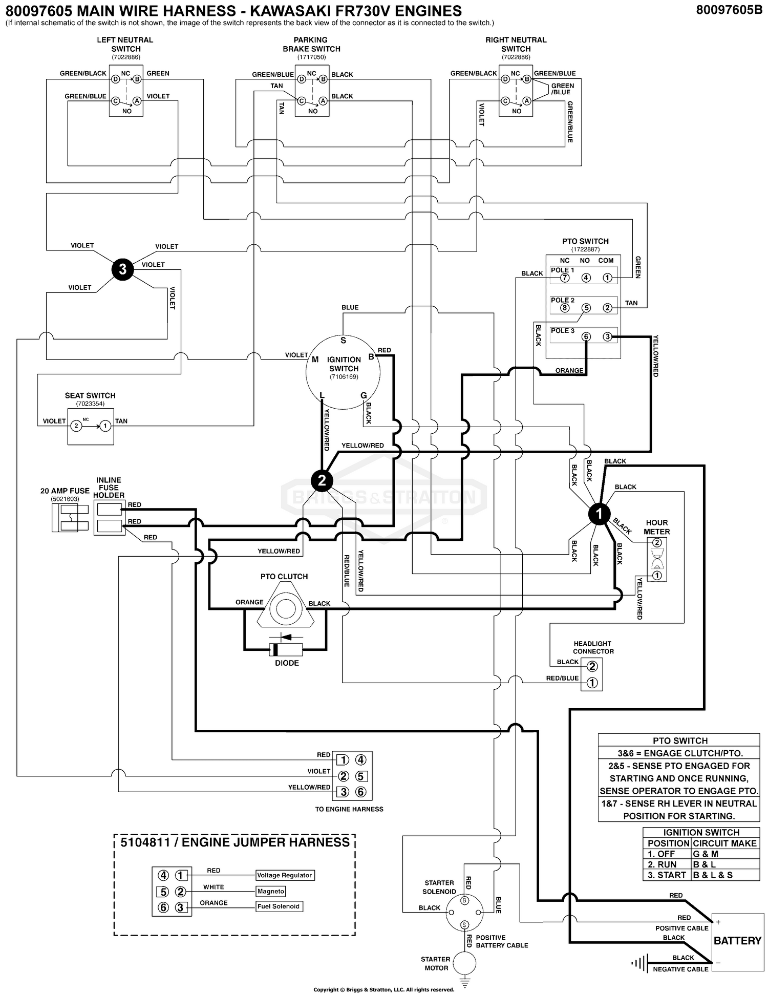 Electrical Schematic - PTO Clutch Circuit - Kawasaki FR730V
