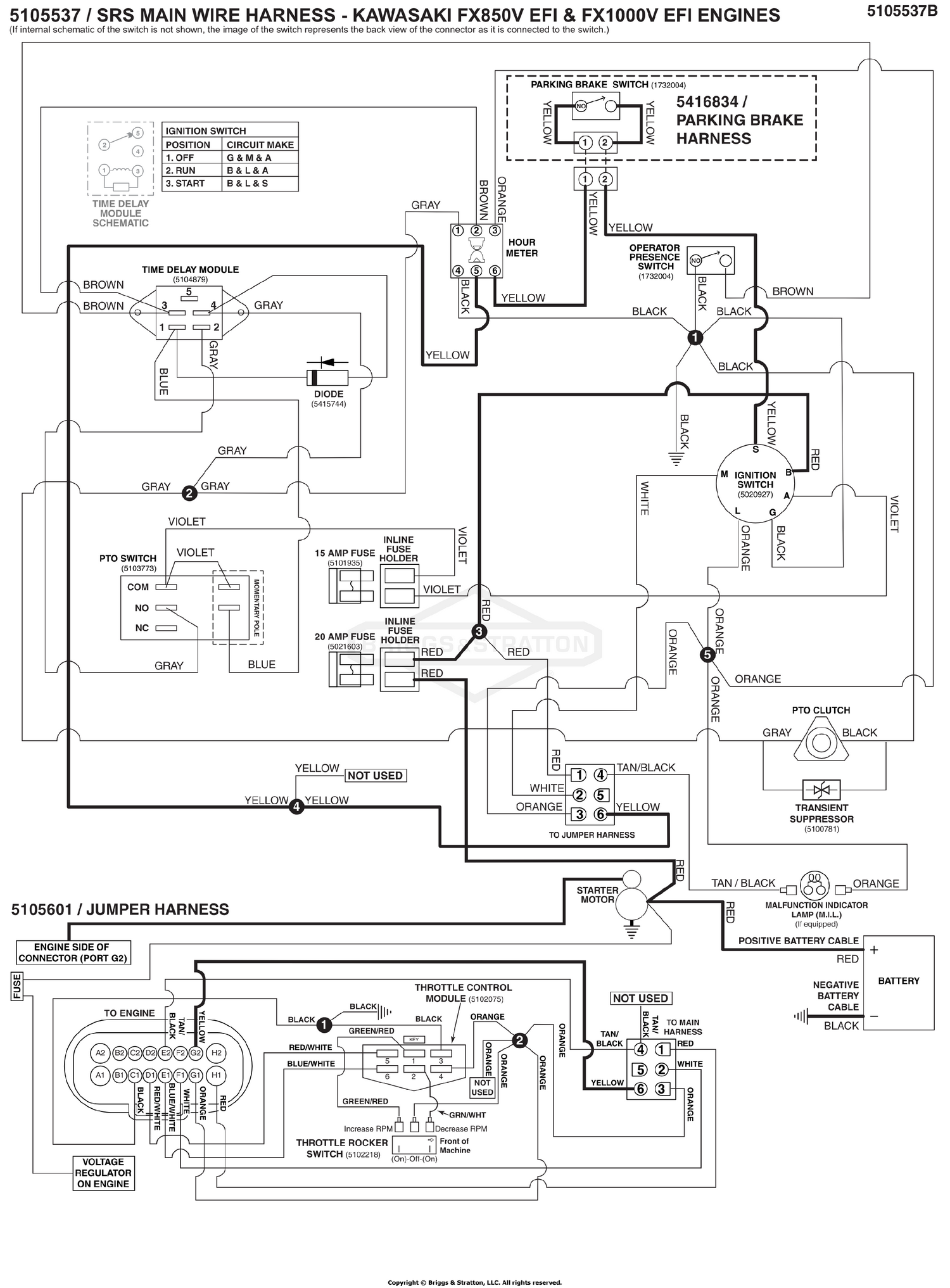 Electrical Schematic - Cranking Circuit Kawasaki FX850V EFI & FX1000 EFI