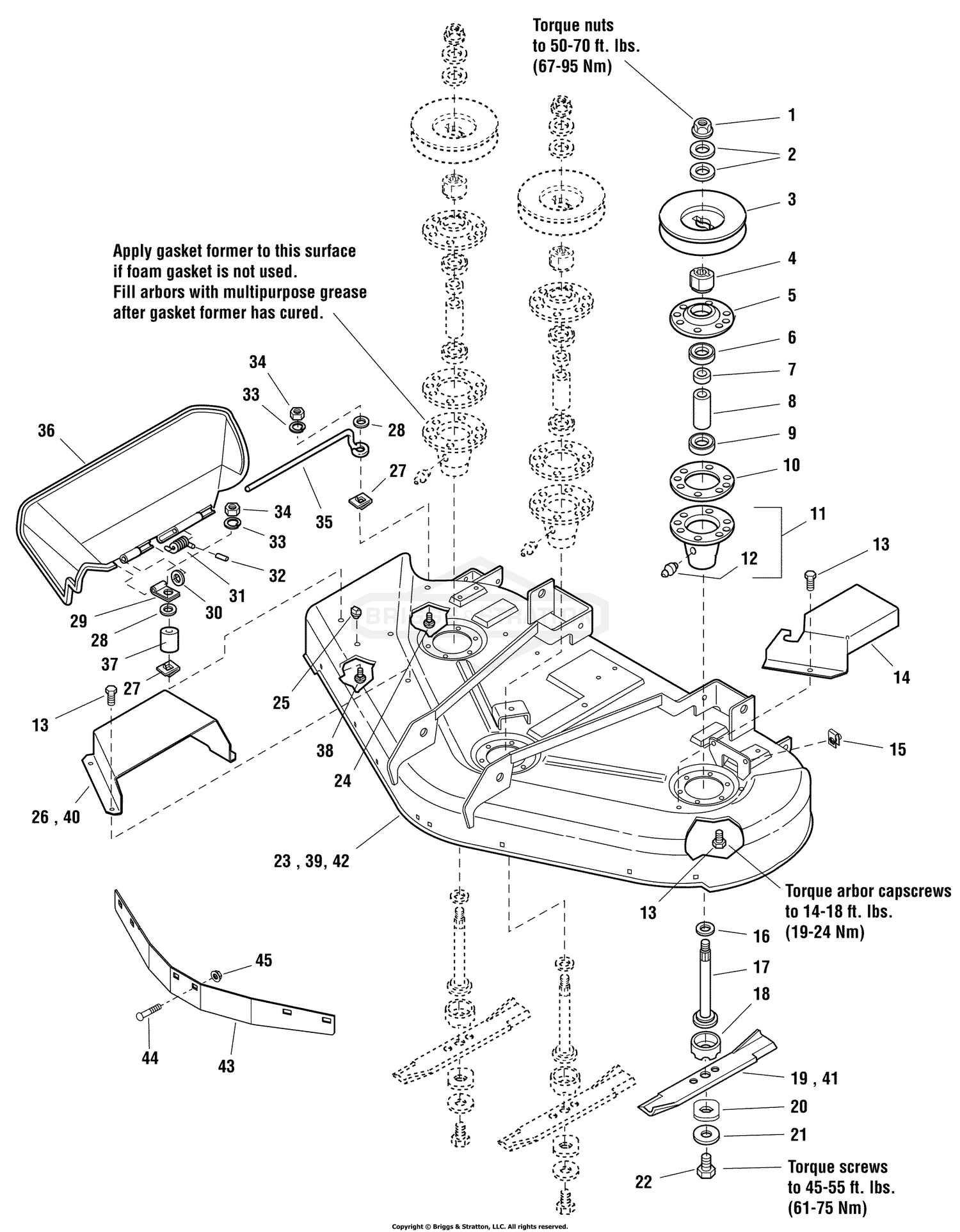 44" & 50" Mower Deck - Housing, Arbors & Blades Group