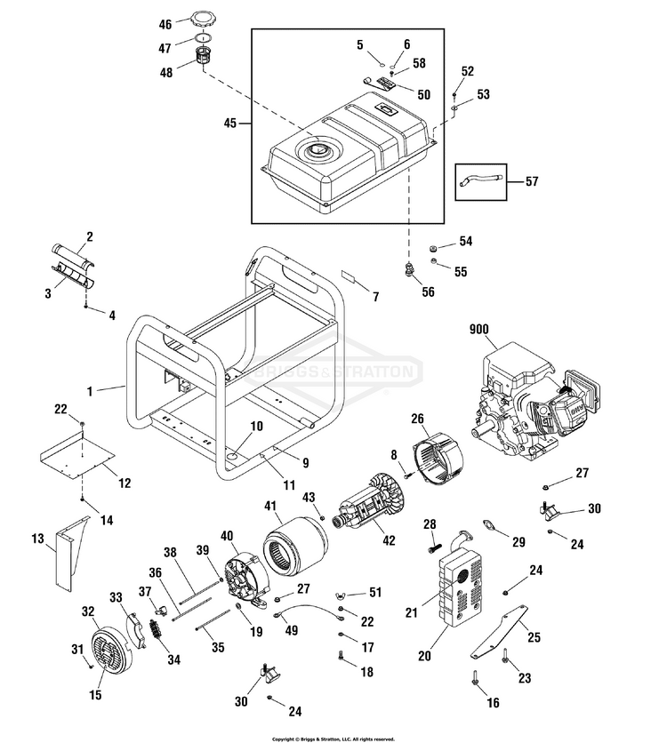 03802600 Briggs and Stratton Generator 6250A, 5,000 Watt PartsWarehouse