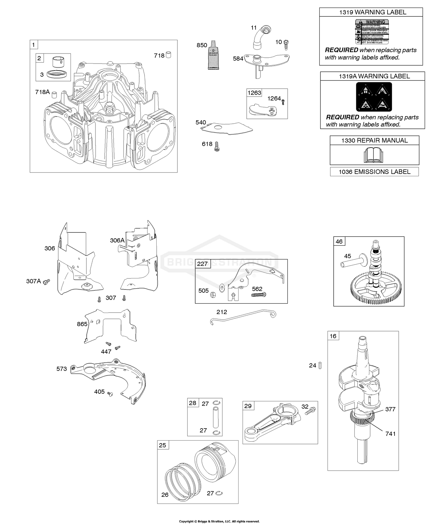 Cylinder, Crankshaft, Camshaft, Air Guides