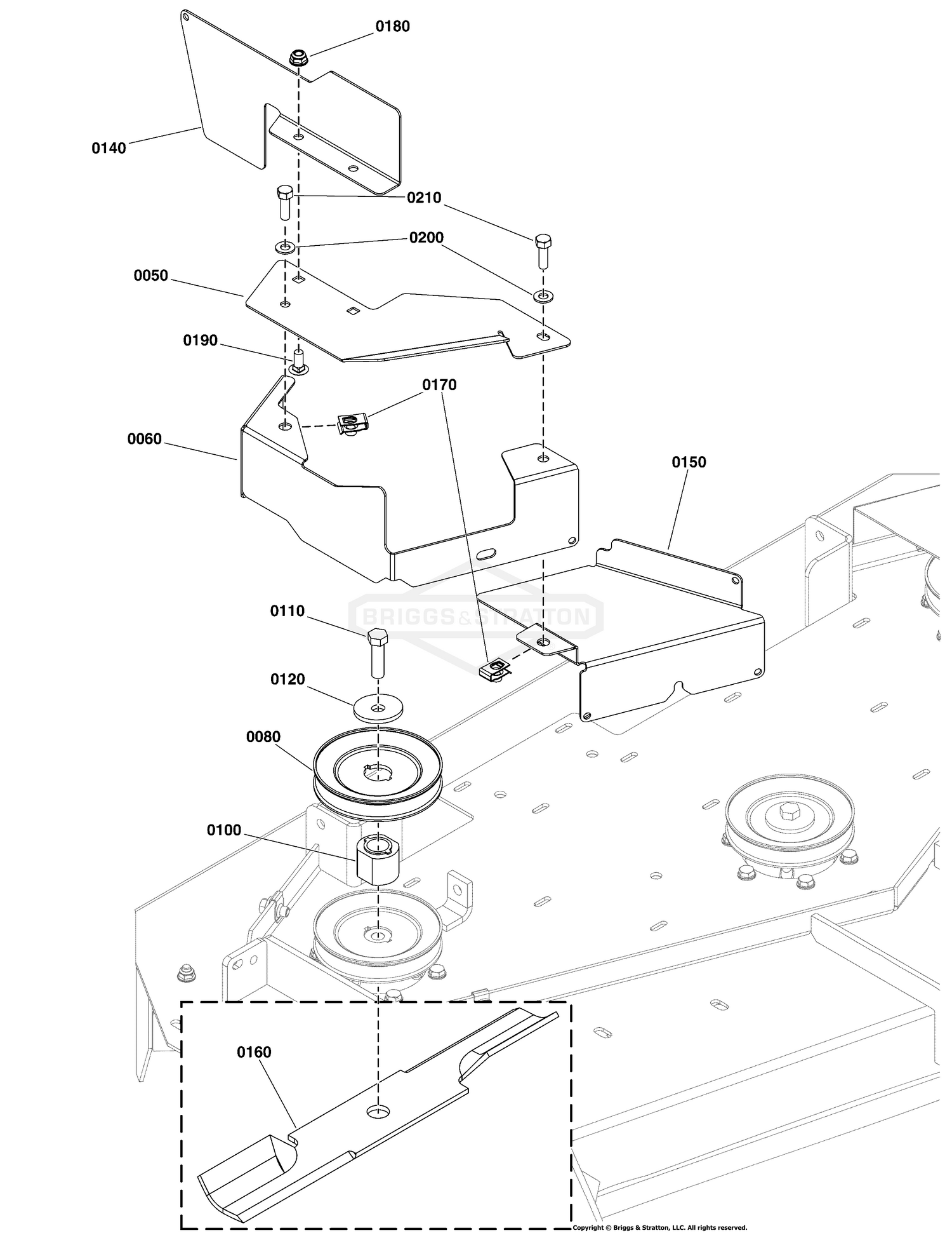 Mower Deck Guards, Blades, And Spindle Pulley