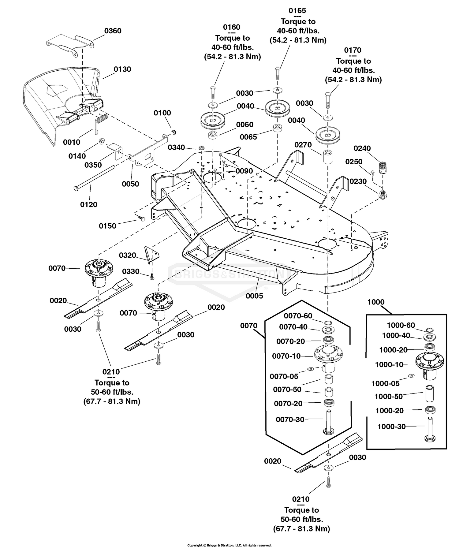 48" (122cm) Mower Deck - Housing, Arbors & Blades Group