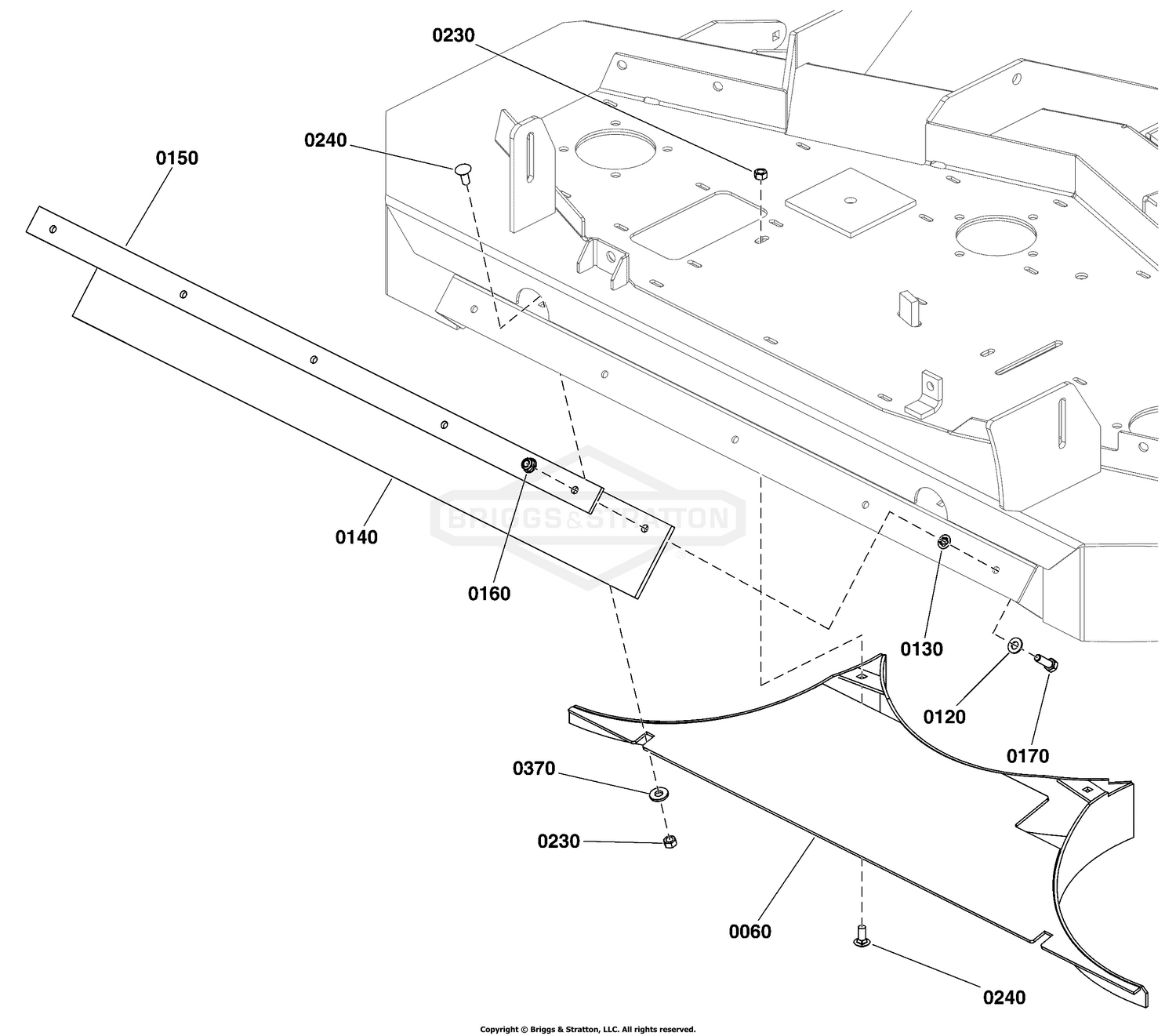 52" Mower Deck Group - Rear Discharge Chute and Baffle