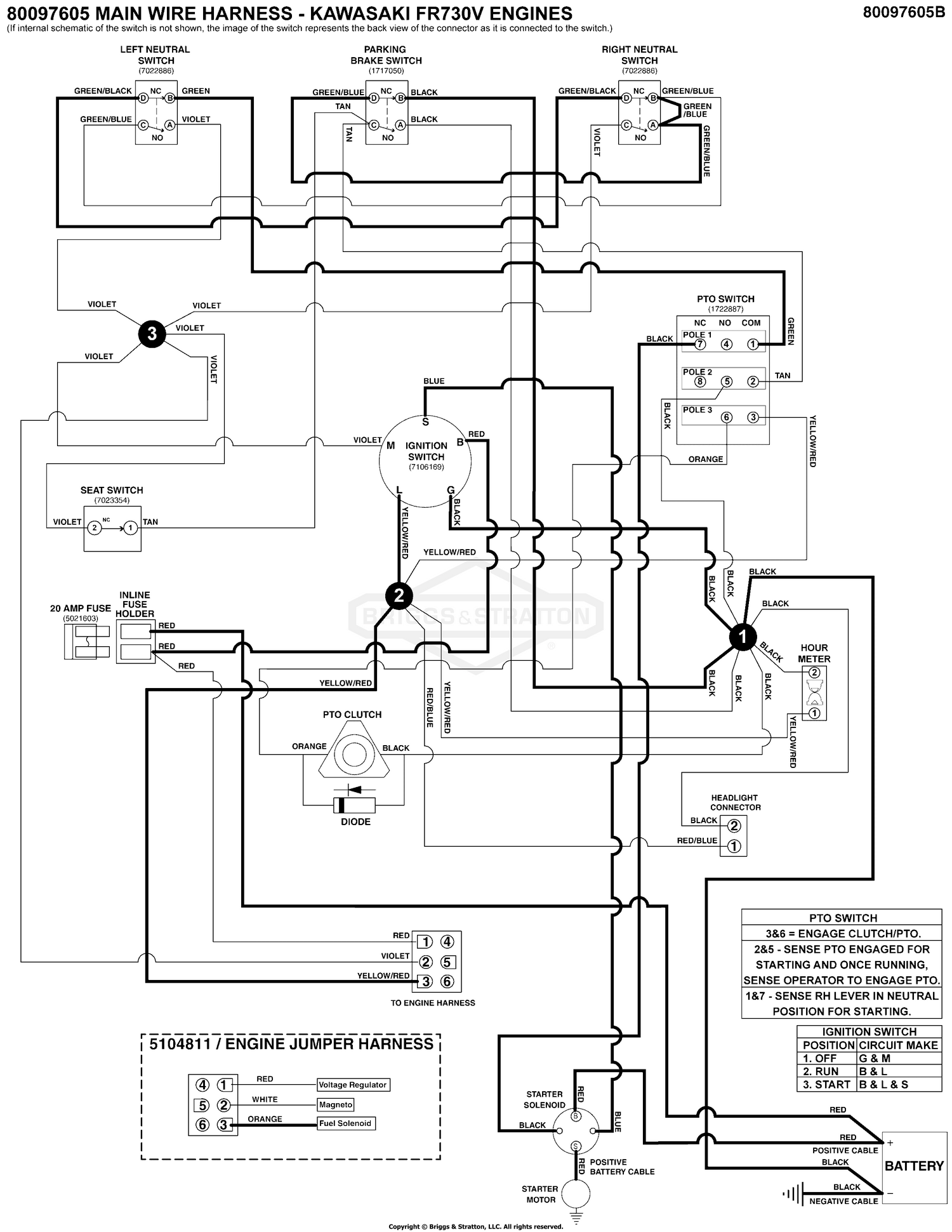 Electrical Schematic - Cranking Circuit - Kawasaki FR730V