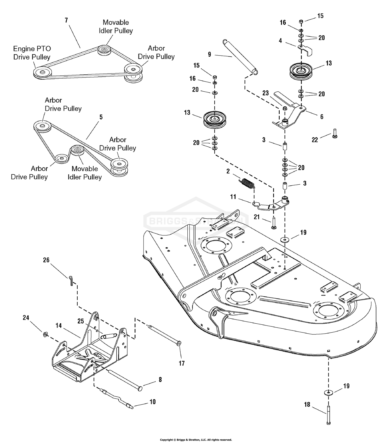 50" Mower Deck - Clutch & Support Group