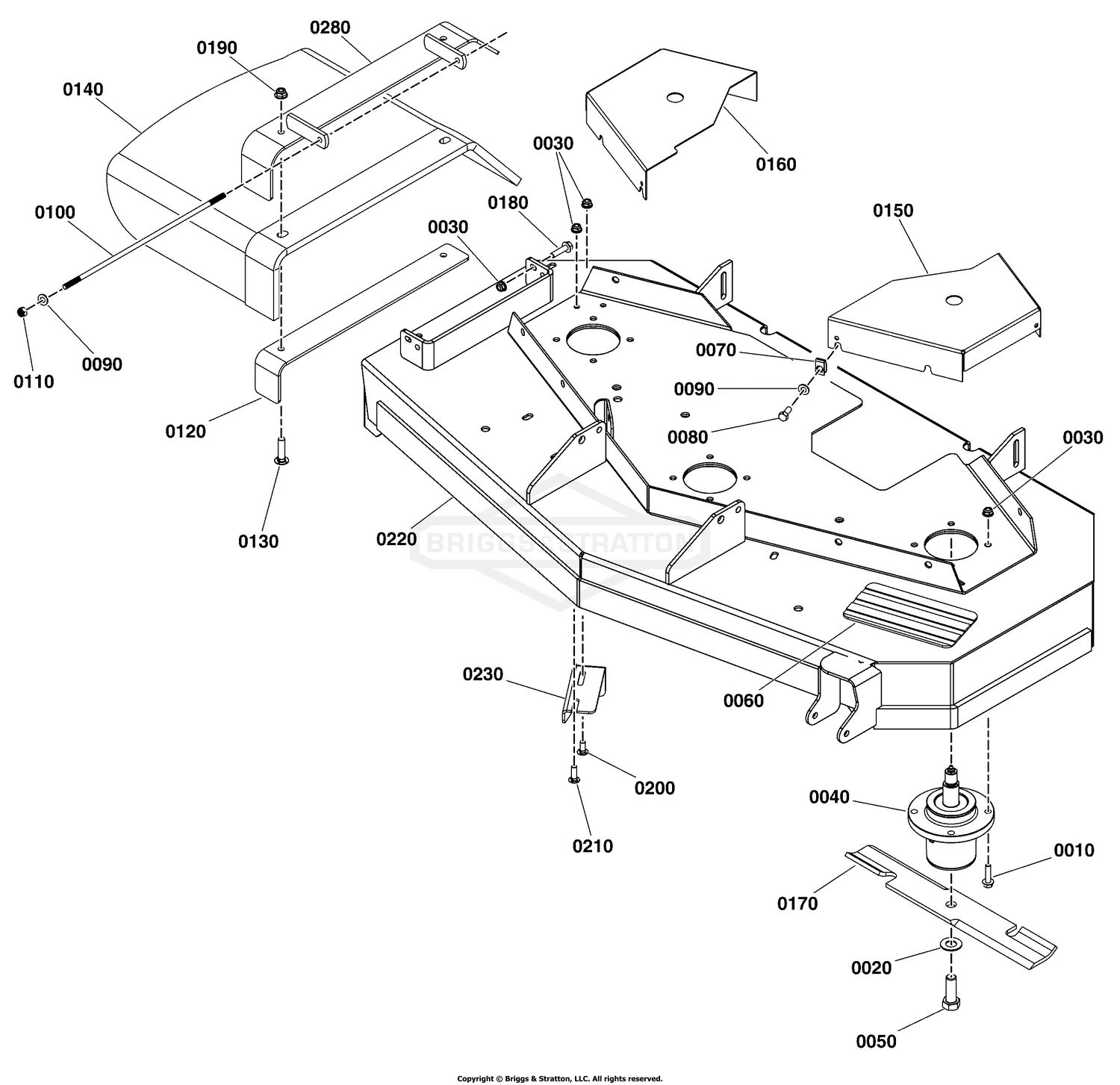 48" (122 cm) Mower Deck Group - Housing, Covers, Spindles & Blades