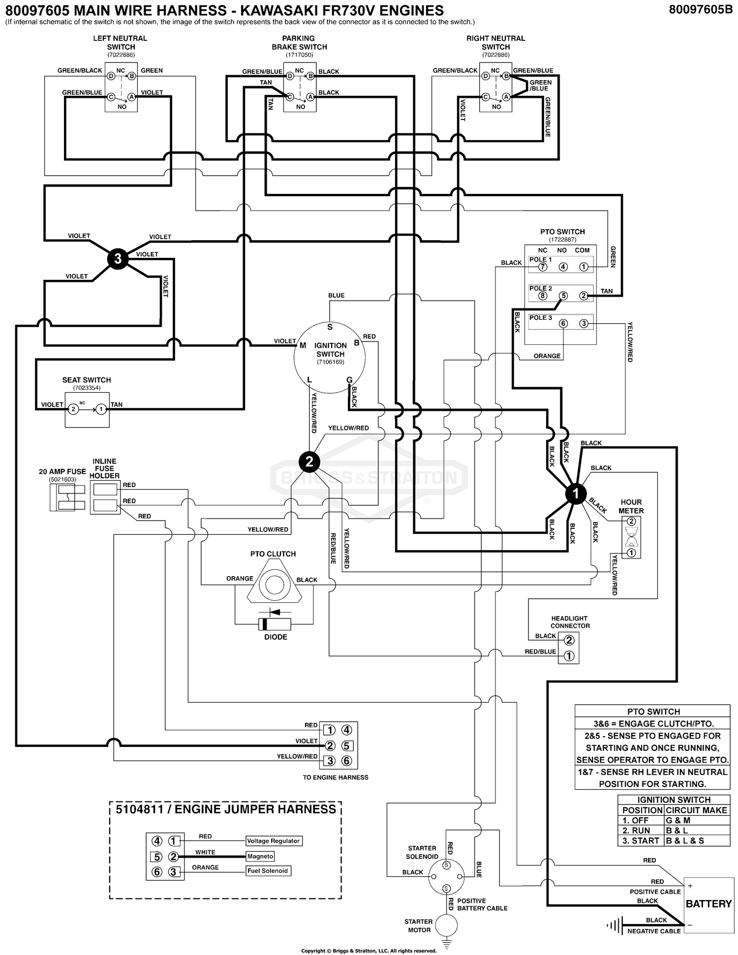 Electrical Schematic - Ignition Grounding Circuit/Op. Pres. - Kawasaki FR730V