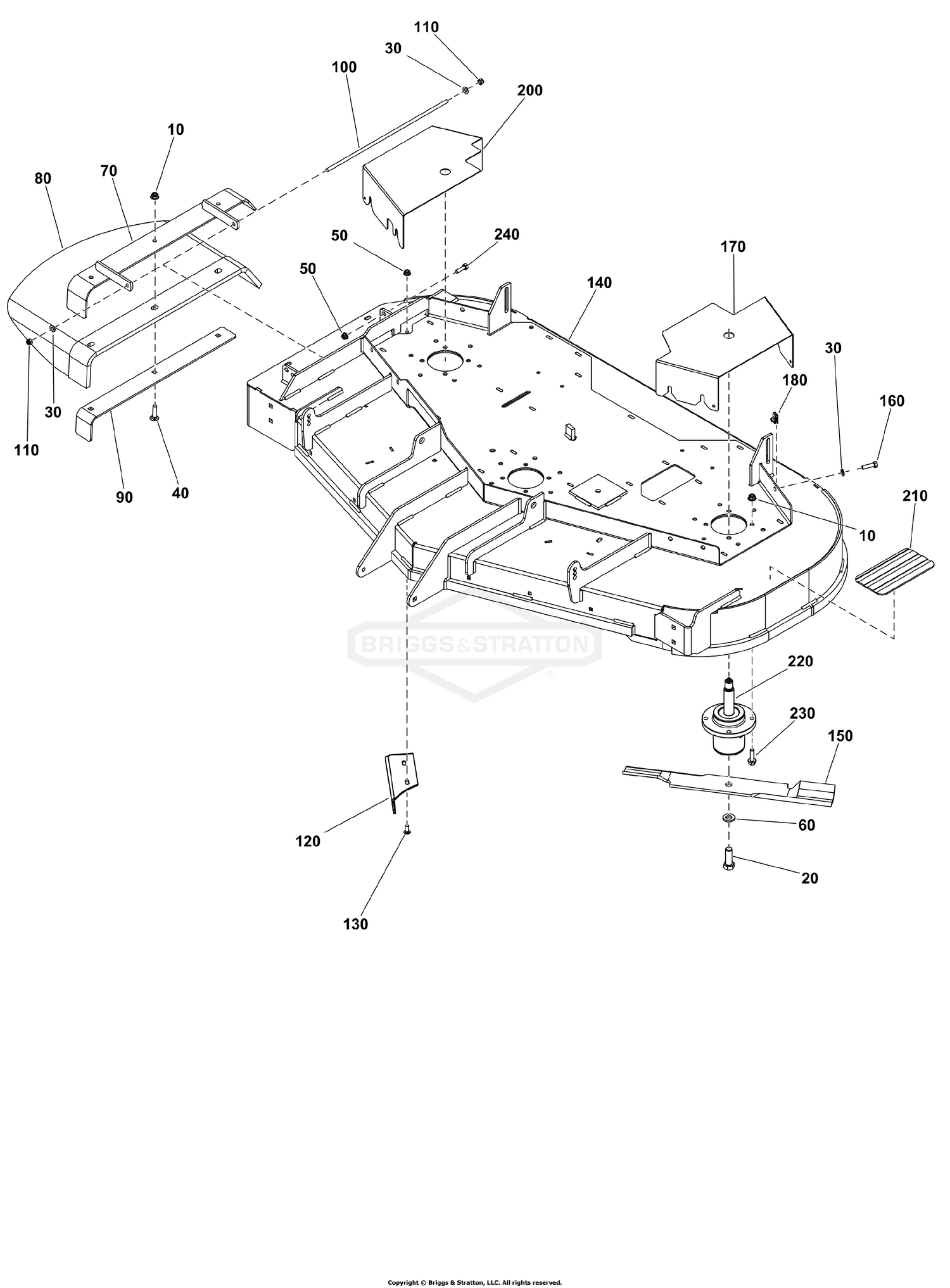 60" iCD+ Mower Deck Group - Housing, Covers, Spindles, and Blades