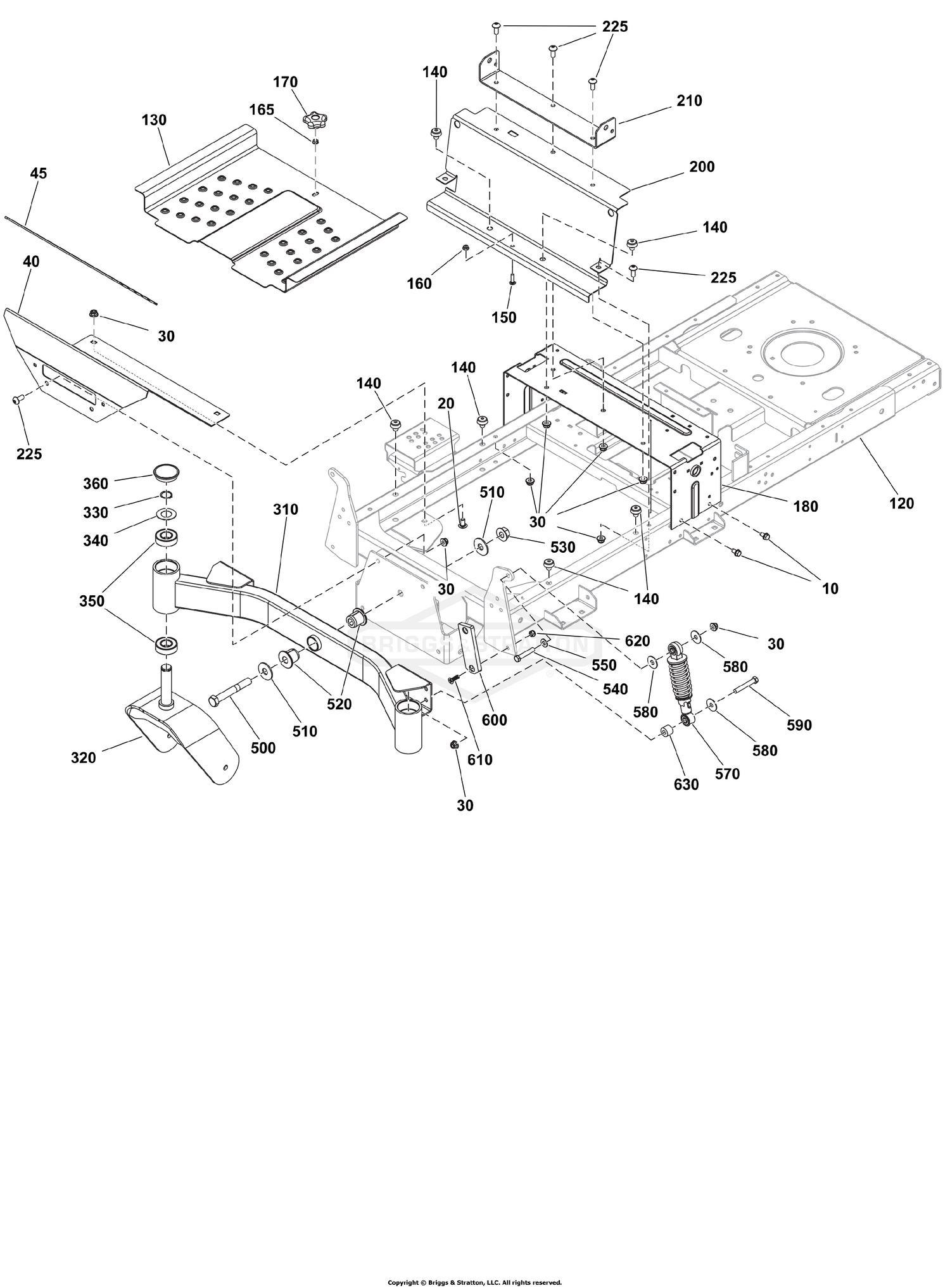 Frame, Pivoting Front Axle, and Floor Pan Group