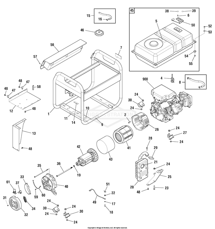 030466-03 Briggs and Stratton Generator 3,500 Watt - PartsWarehouse