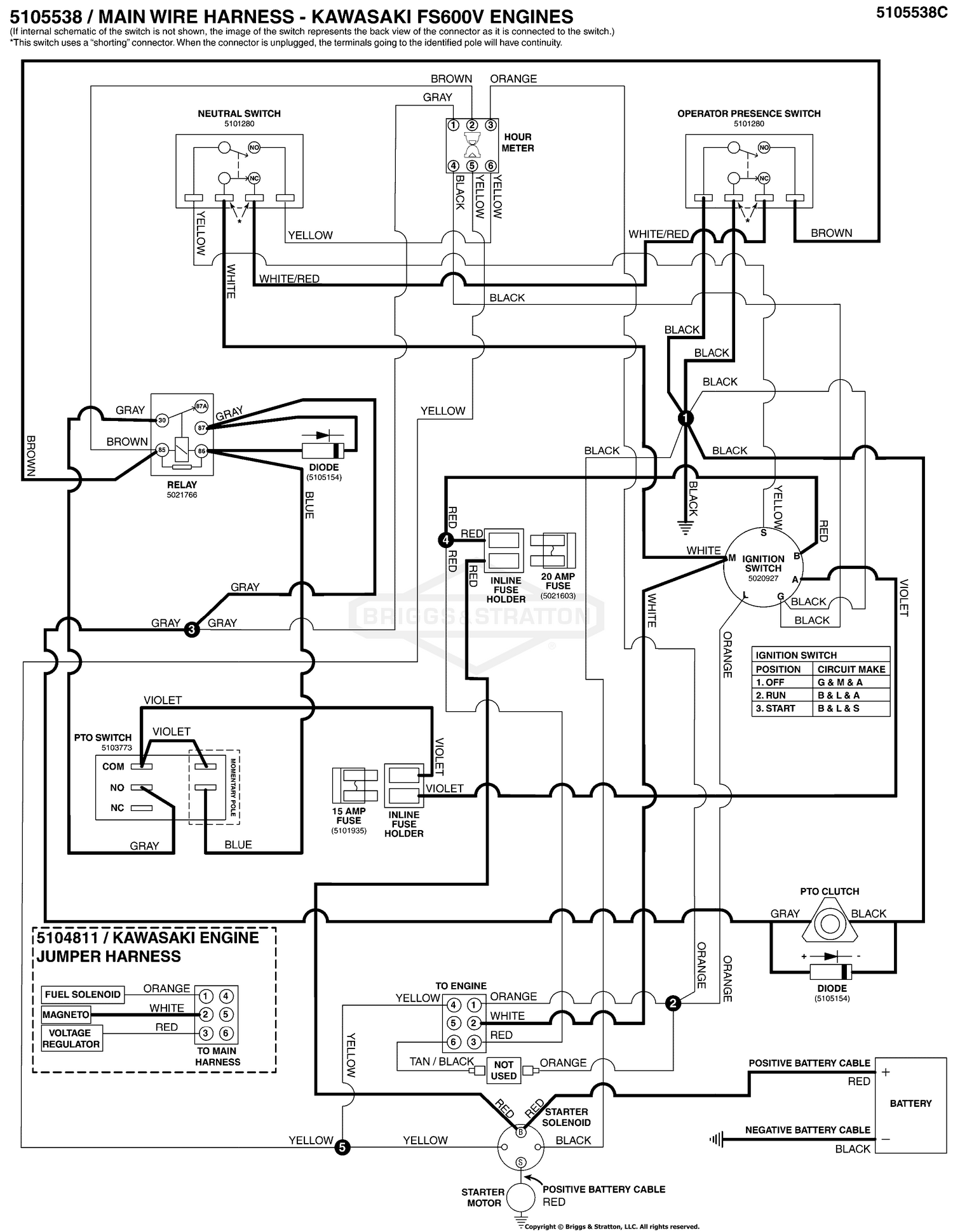 Electrical Schematic - PTO Op. Pres. Circuit Electric Start S/N: 2017954956 & Above