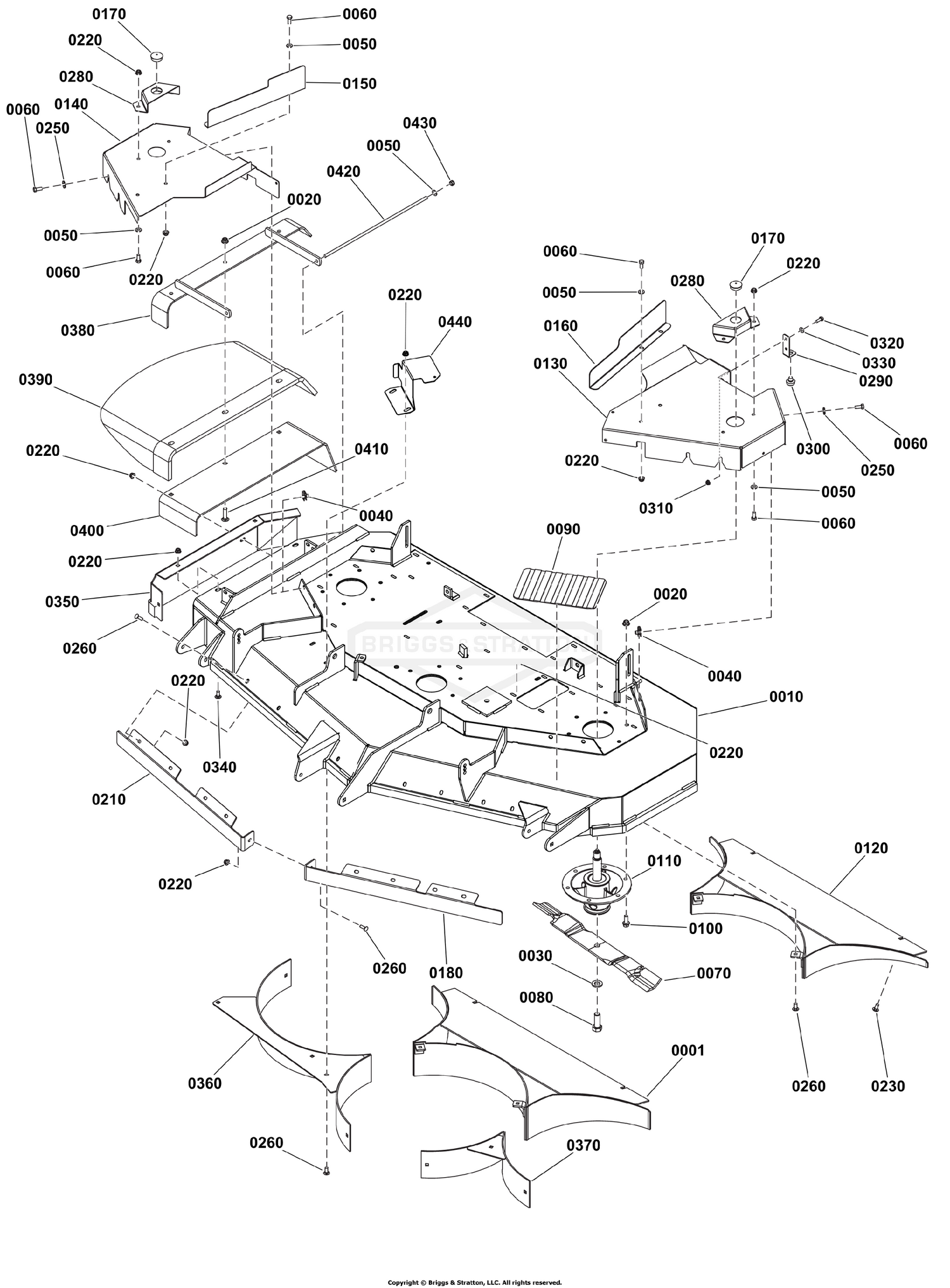61" Mower Deck - Housing, Covers, Spindles & Blades