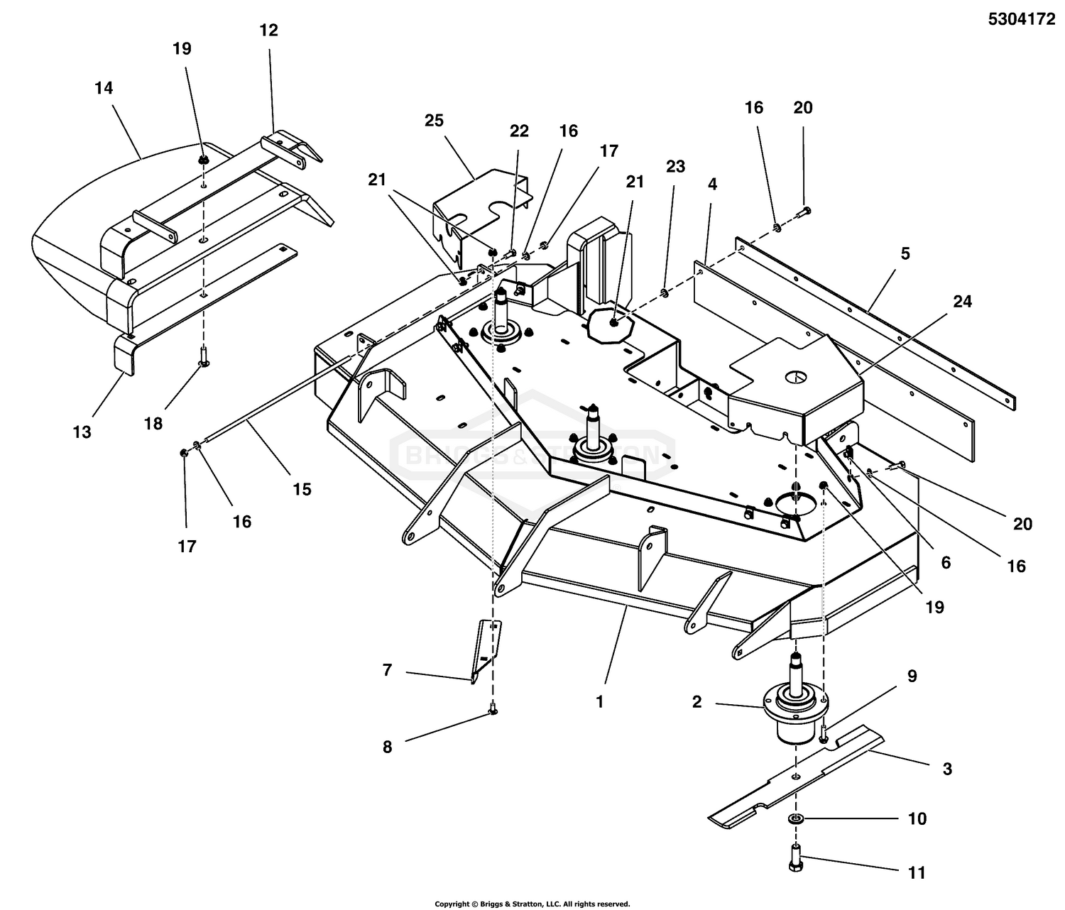 52" Mower Deck - Housing, Covers, Spindles & Blades