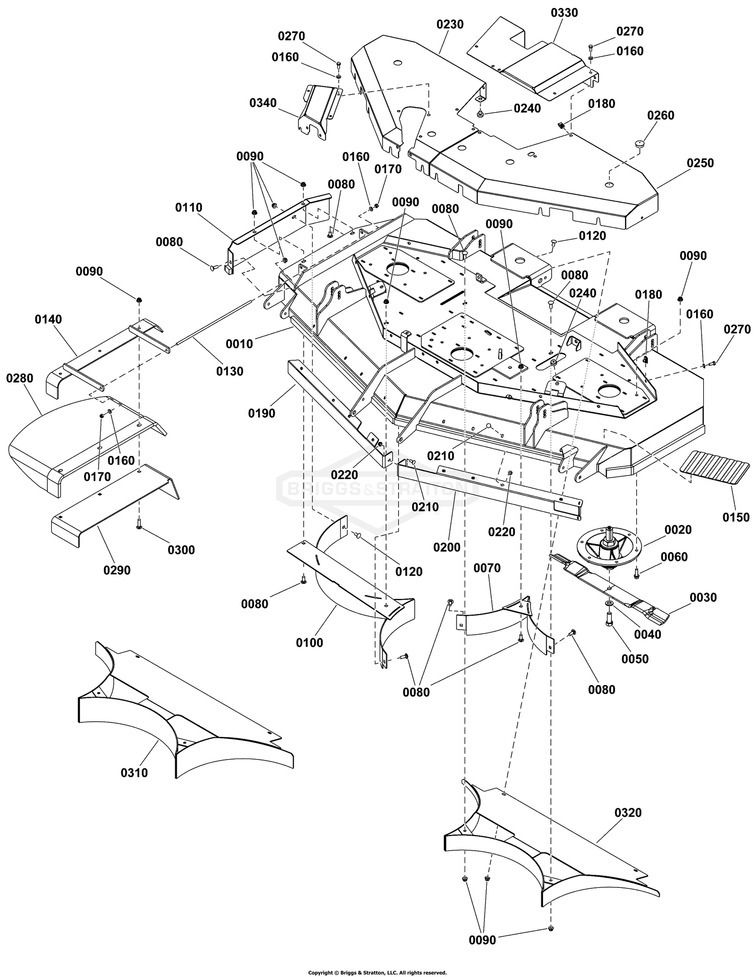 72" Mower Deck Group - Housing, Covers and Spindles